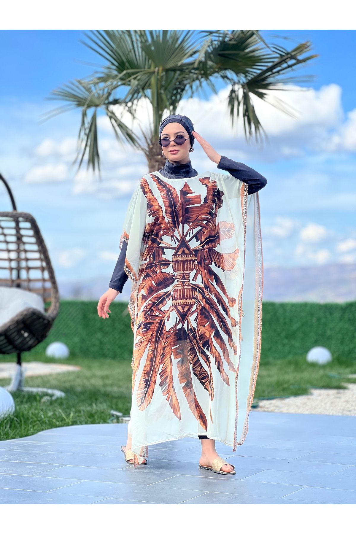 ButikKardelen Camelya Beş Parça Tesettür Mayo