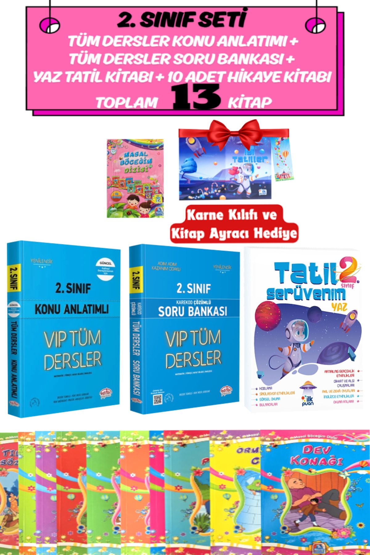 Editör Yayınevi 2. Sınıf Tüm Dersler Konu Anlatımlı+Soru Bankası+Yaz Tatil Kitabı+10 Adet Hikaye Kitabı+Hediye