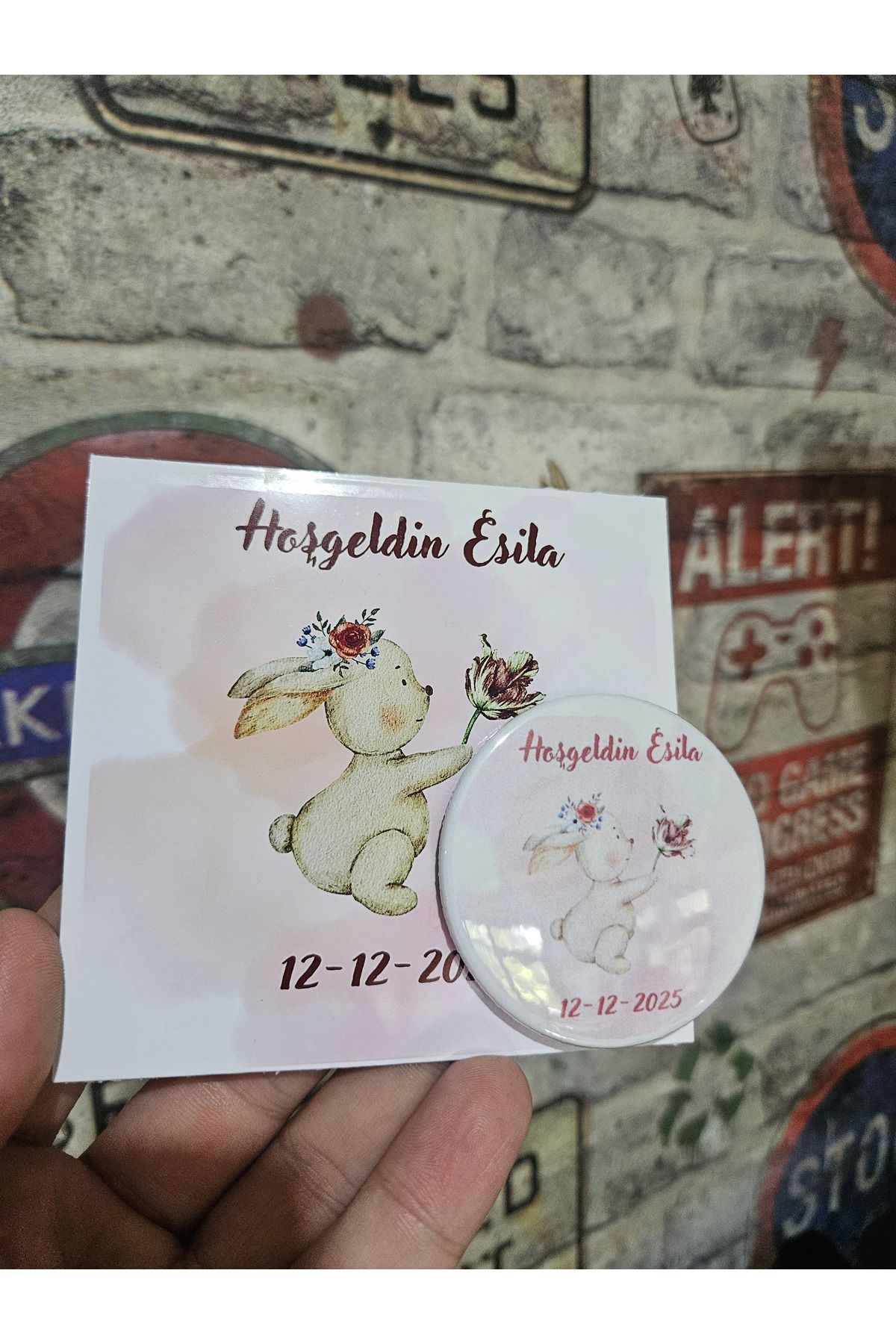 SOFT 20 Adet hoşgeldin bebek 10x10 fotoğraf baskısı magnetli rozet
