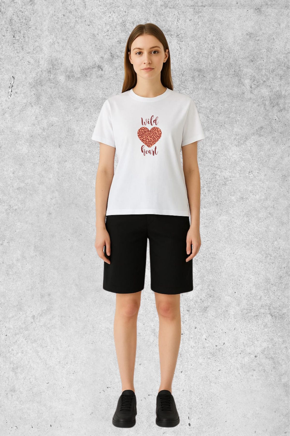 MOLICO Basic unisex sıfır yaka kısa kollu WİLD HEART baskılı tshirt