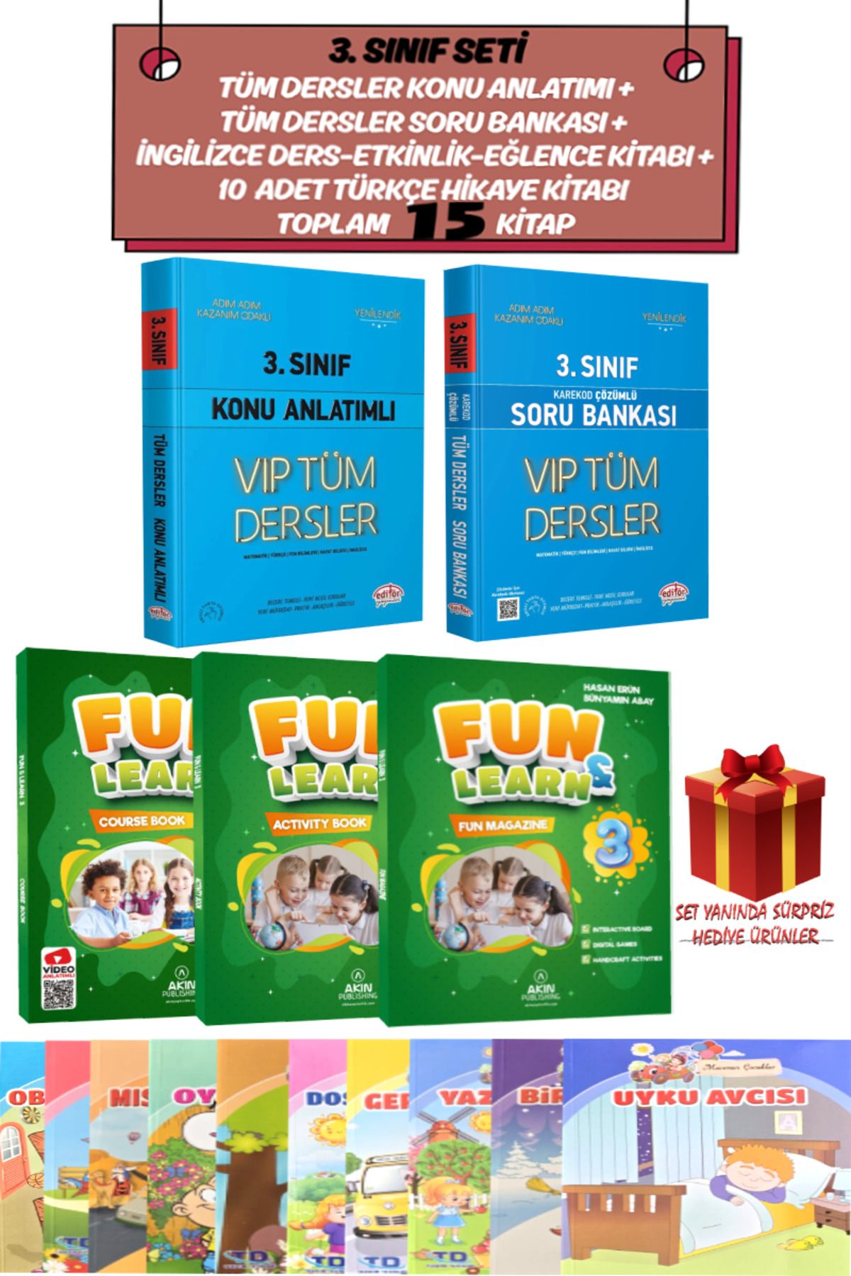 Editör Yayınevi 3. Sınıf Konu Anlatımlı+Soru Bankası+Fun&Learn Course Book-Activity Book-Fun Magazine+Hikaye Kitabı