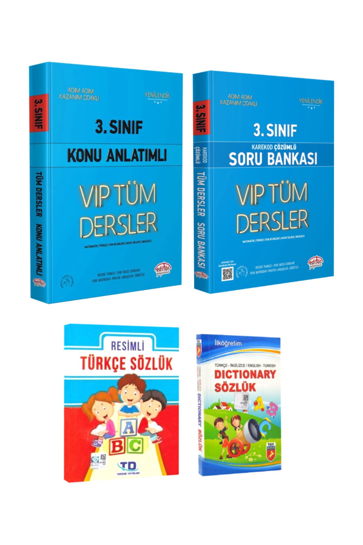 Editör Yayınevi 3. Sınıf Tüm Dersler Konu Anlatımı+ Soru Bankası+ Resimli Türkçe Sözlük+ Dictionary İngilizce Sözlük