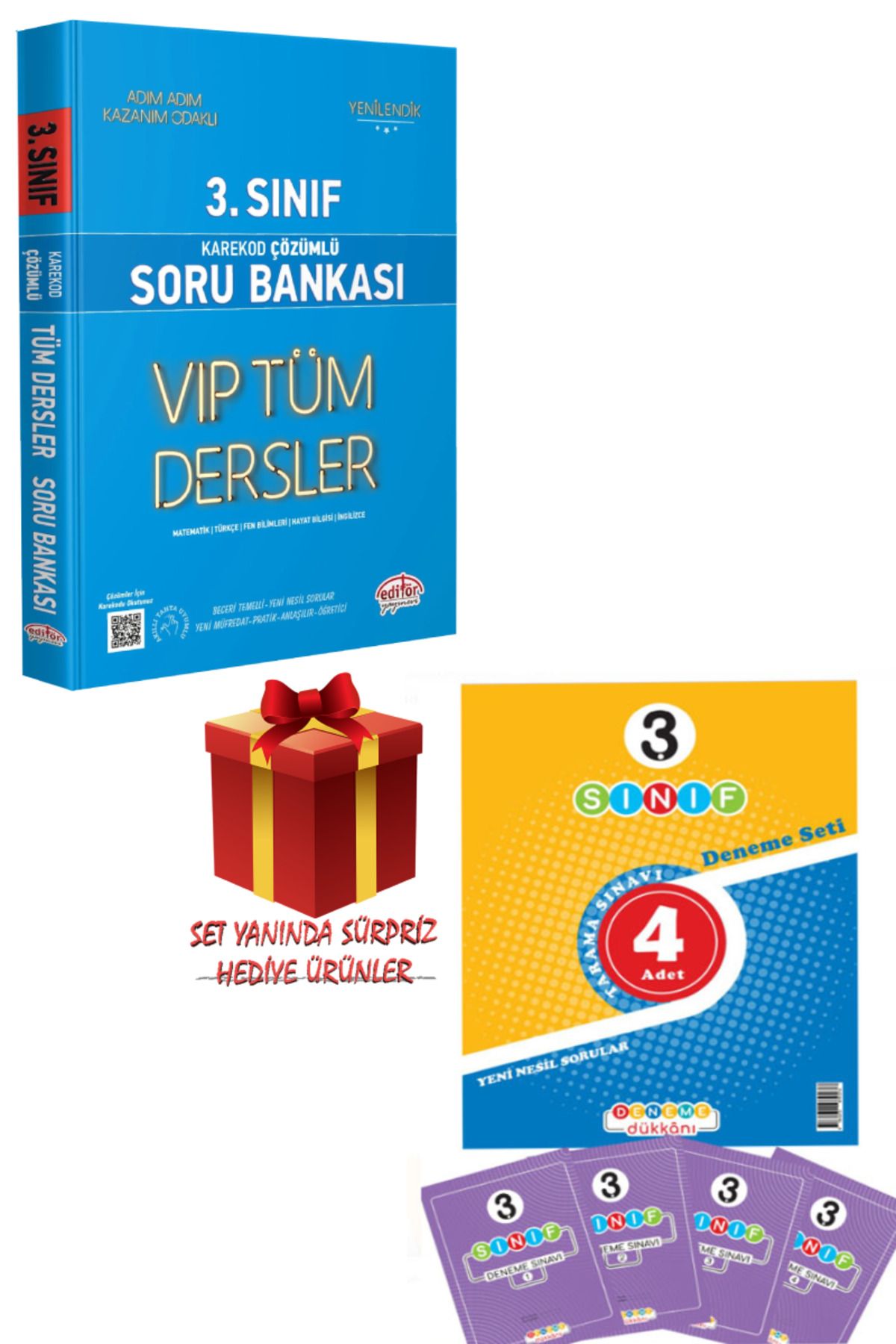 Editör Yayınevi 3. Sınıf Tüm Dersler Karekod Çözümlü Soru Bankası+Deneme Dükkanı 4 Adet Deneme+Hediye