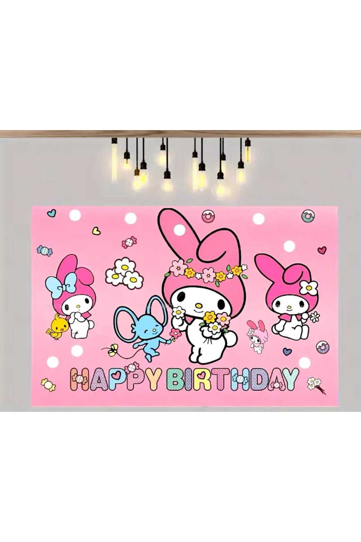 Nişantaşı Grup 150x200 Kuromi Doğum Günü etkinlik kumaş pano