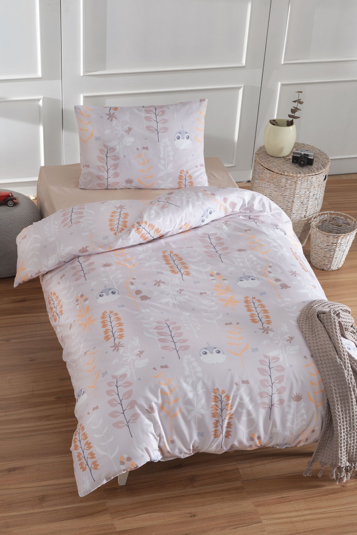 Eponj Home Tek Kişilik Pamuklu Nevresim Takımı 3 Parça – Cikcik Desen – Mint / Yumuşak Dokulu