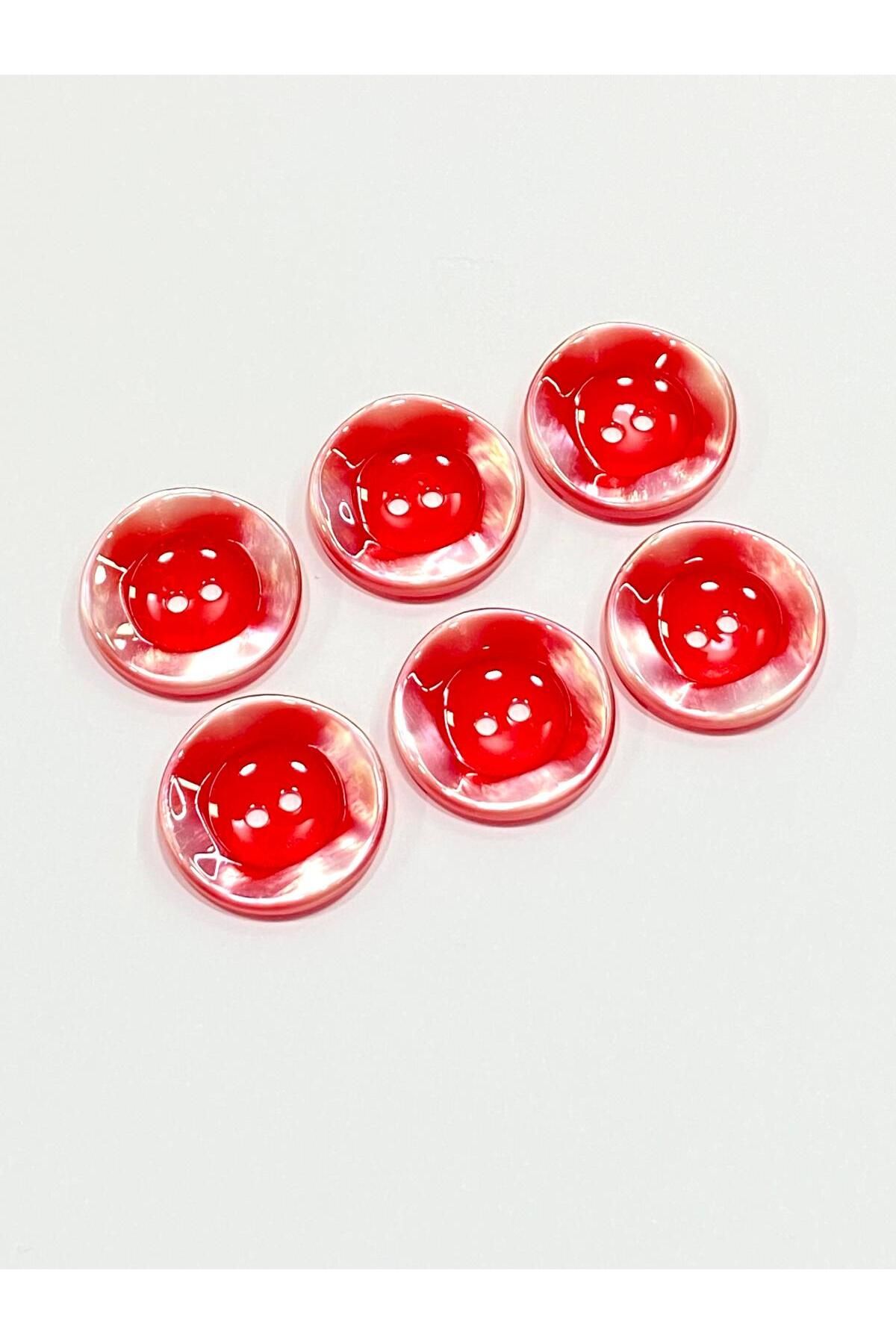 karantuhafiye Sedefli Düğme / İtalyan Sedefli Düğme /2911/ Kırmızı / 1,8 cm