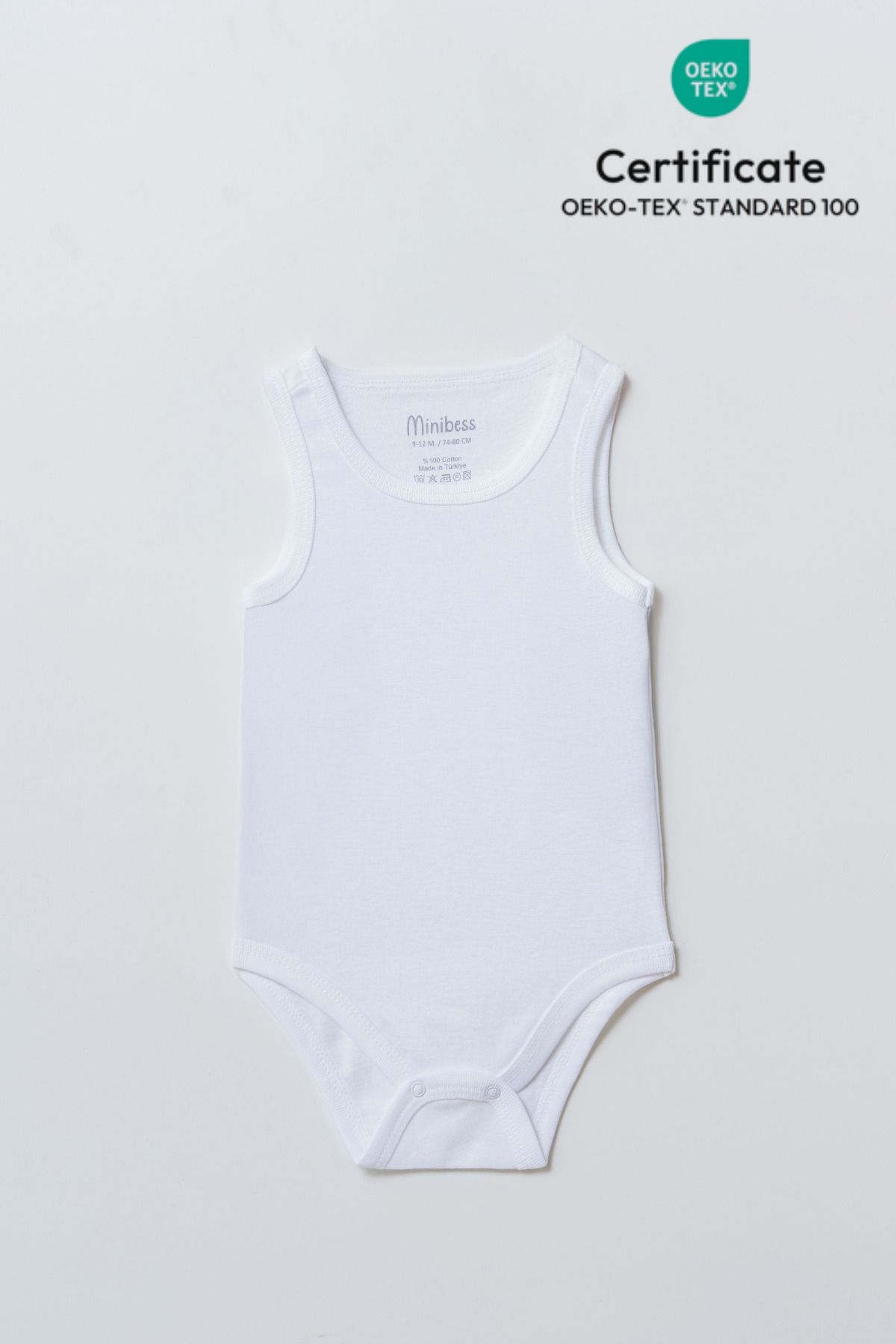 Minibess %100 Pamuk 5 li Beyaz Atlet Çıtçıtlı Bebek Body