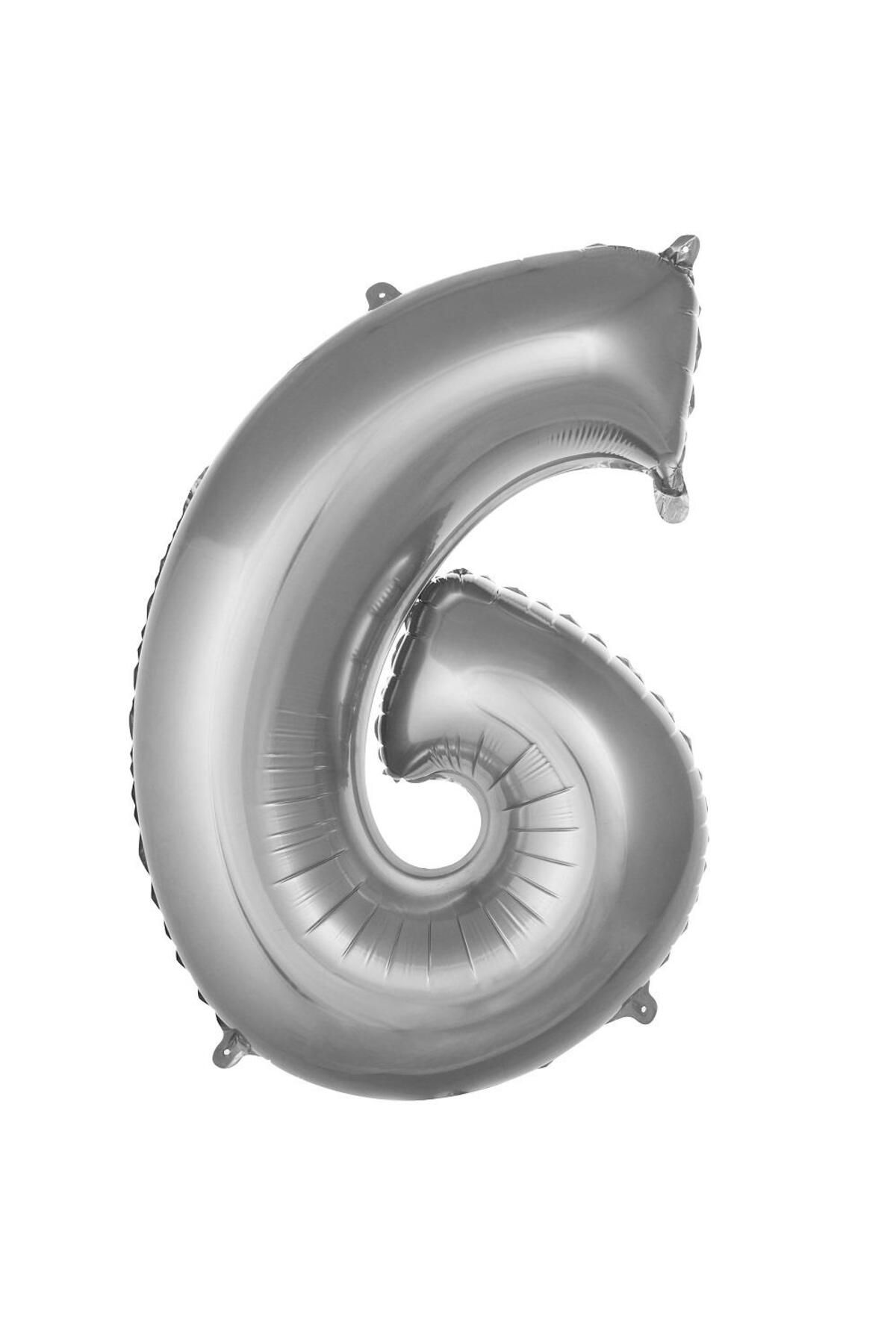 PARTİMİO PARTİ MALZEMELERİ Rakam Folyo Balon Gümüş Renk 16'' (36cm)
