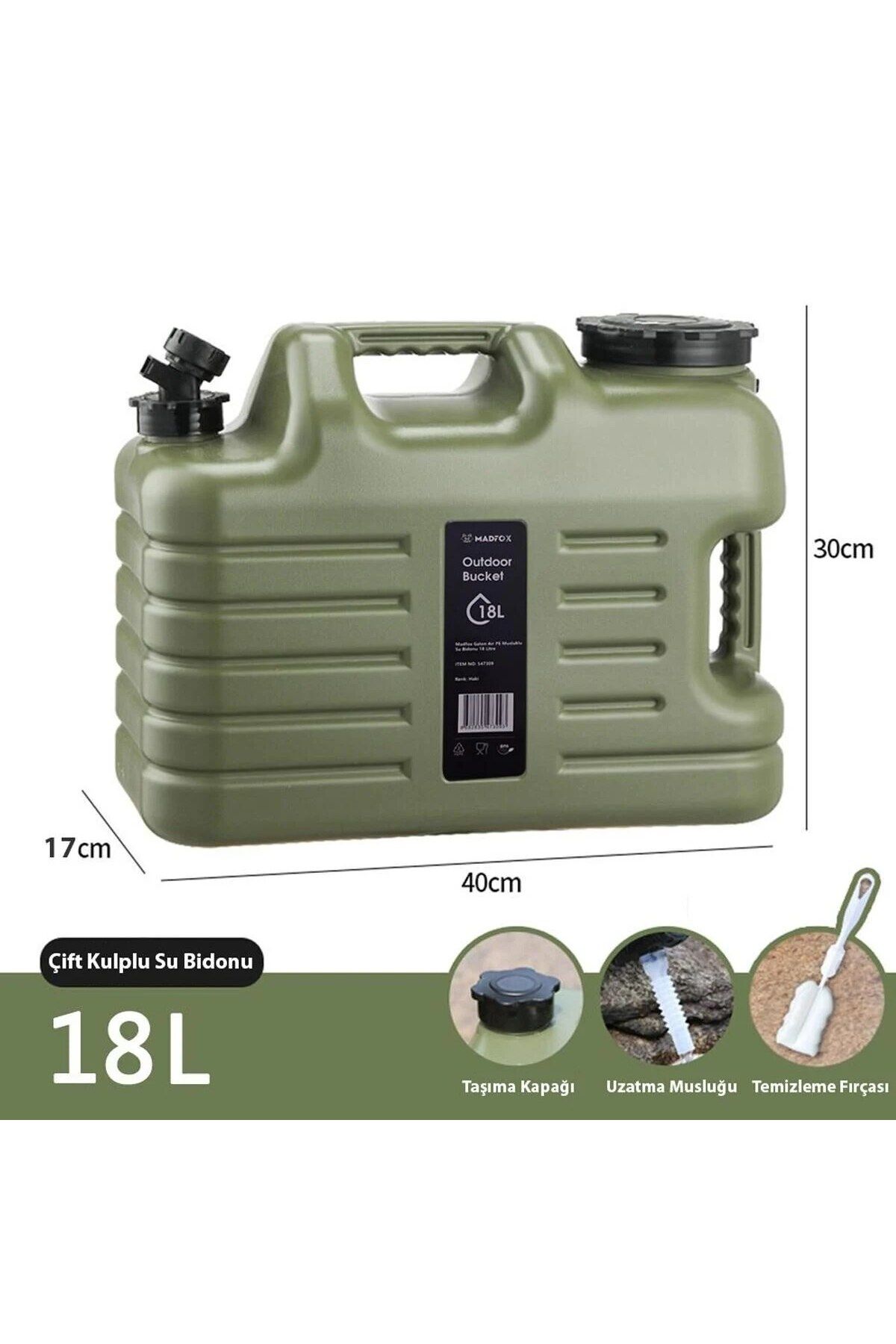 MADFOX Galon Air PE Musluklu Su Bidonu 18 Litre