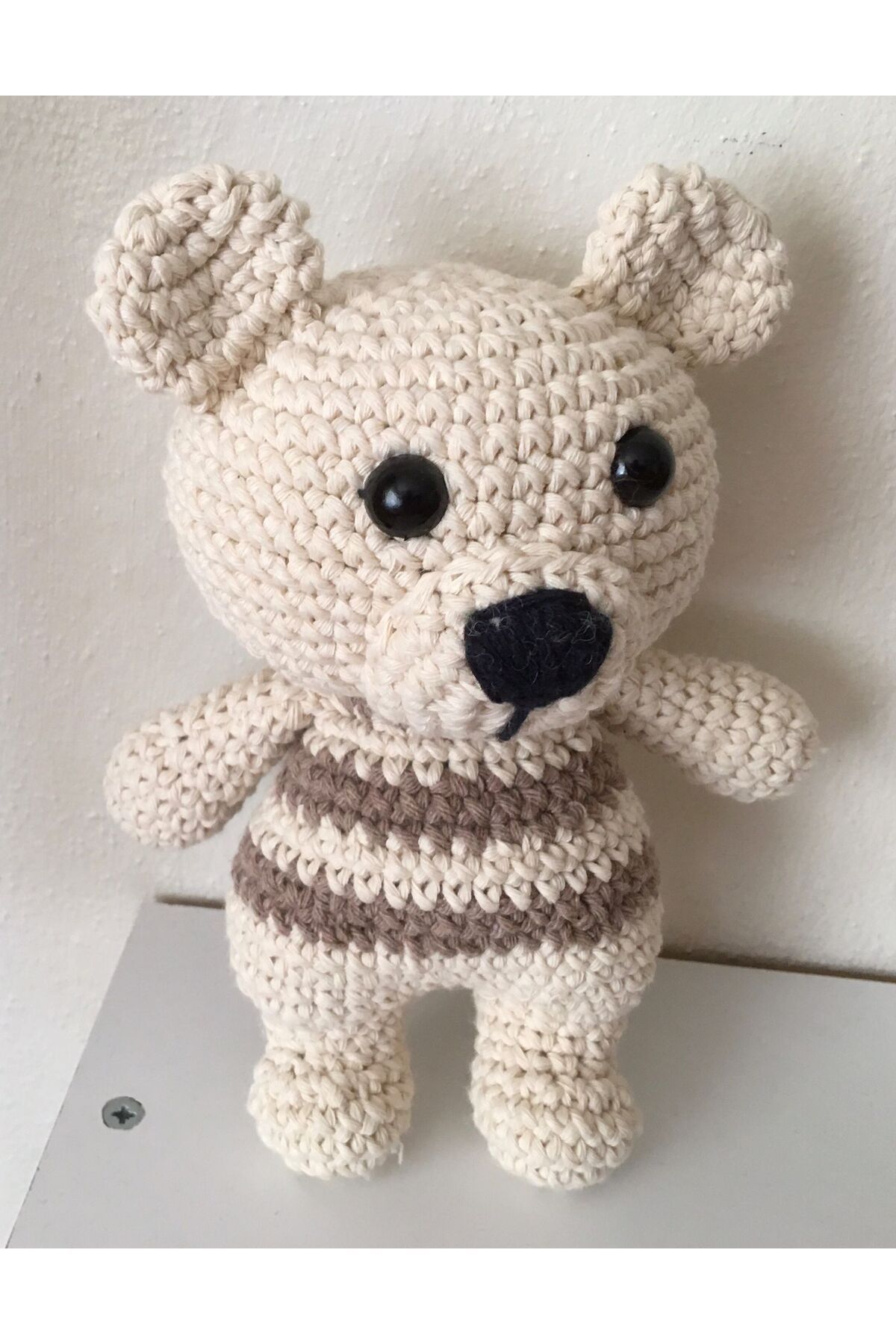 Müjde Tuhafiye Amigurumi Kahverengi-Krem Ayıcık 18 Cm