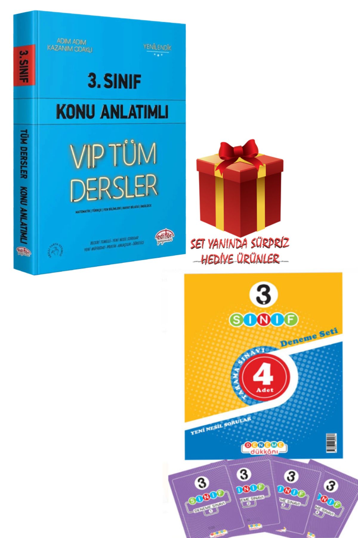 Editör Yayınevi 3. Sınıf VIP Tüm Dersler Konu Anlatımlı+Deneme Dükkanı 4 Adet Deneme+Hediye