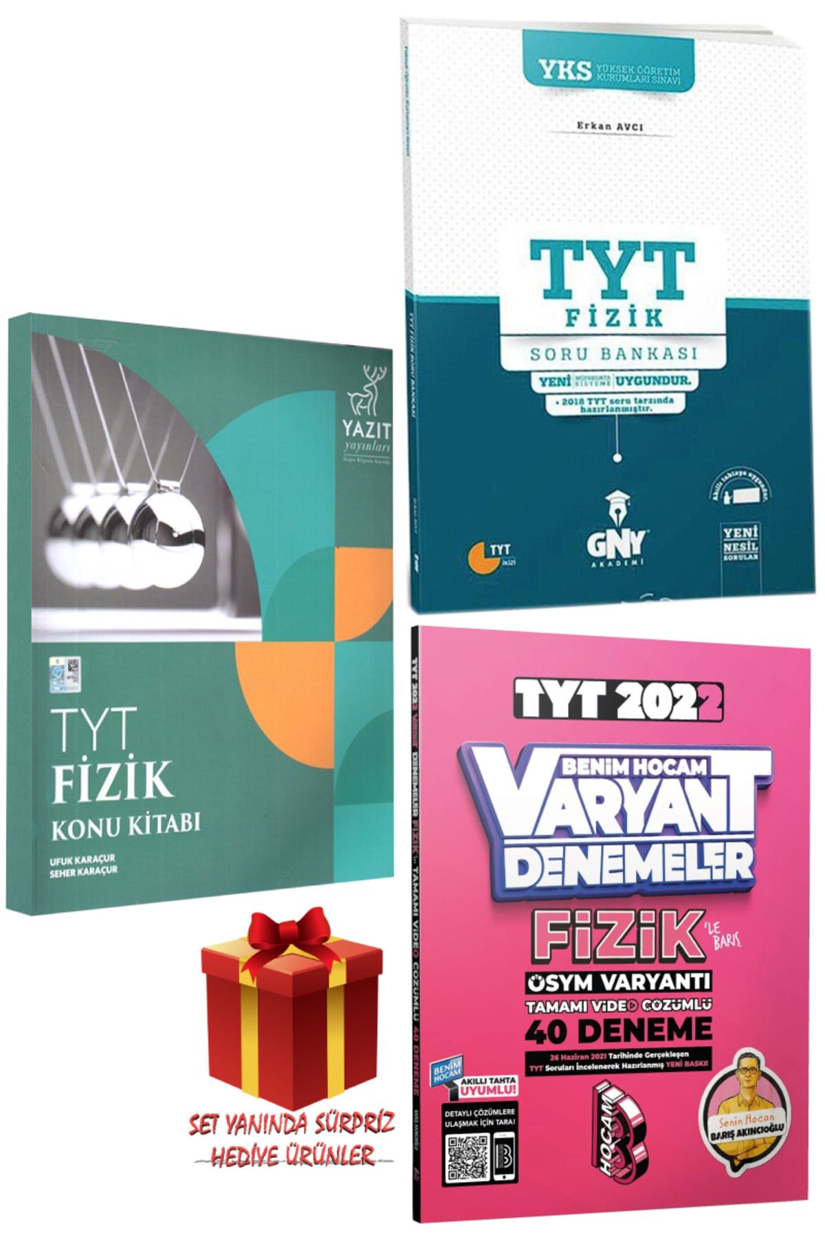Yazıt Yayınları TYT Fizik Konu Kitabı + TYT Fizik Soru Bankası + Benim Hocam TYT Fizik 40 Deneme + Hediye