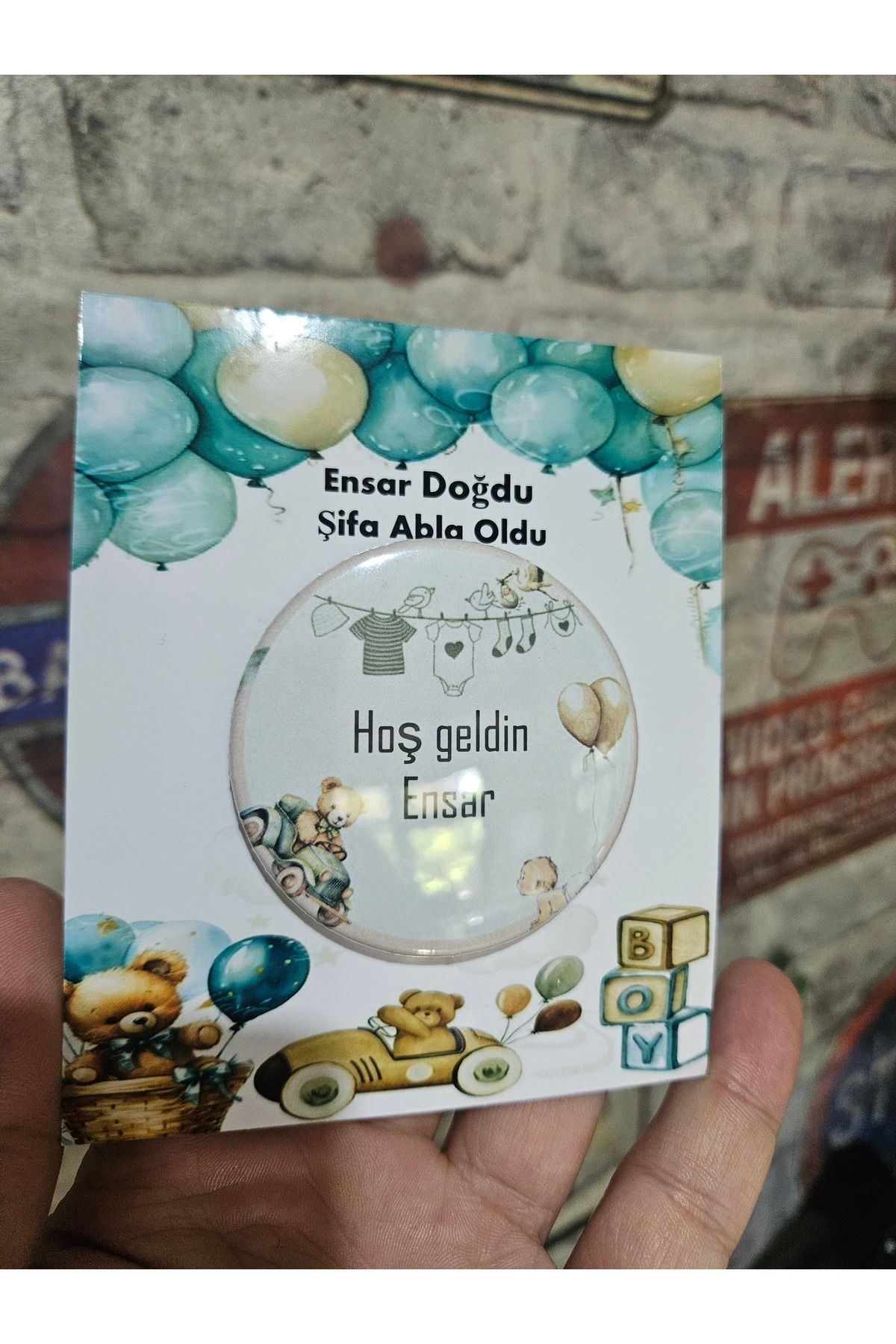 SOFT 20 Adet hoşgeldin bebek 10x10 fotoğraf baskısı magnetli rozet