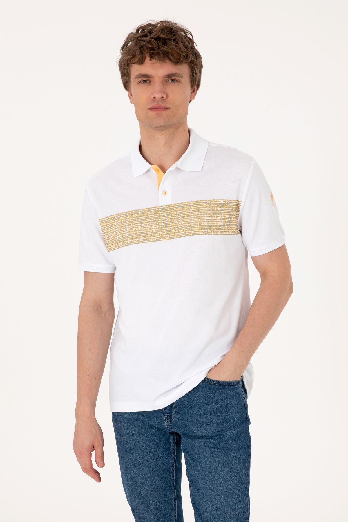 U.S. Polo Assn. Erkek Regular Fit Polo Yaka Beyaz Tişört 50306812-vr049