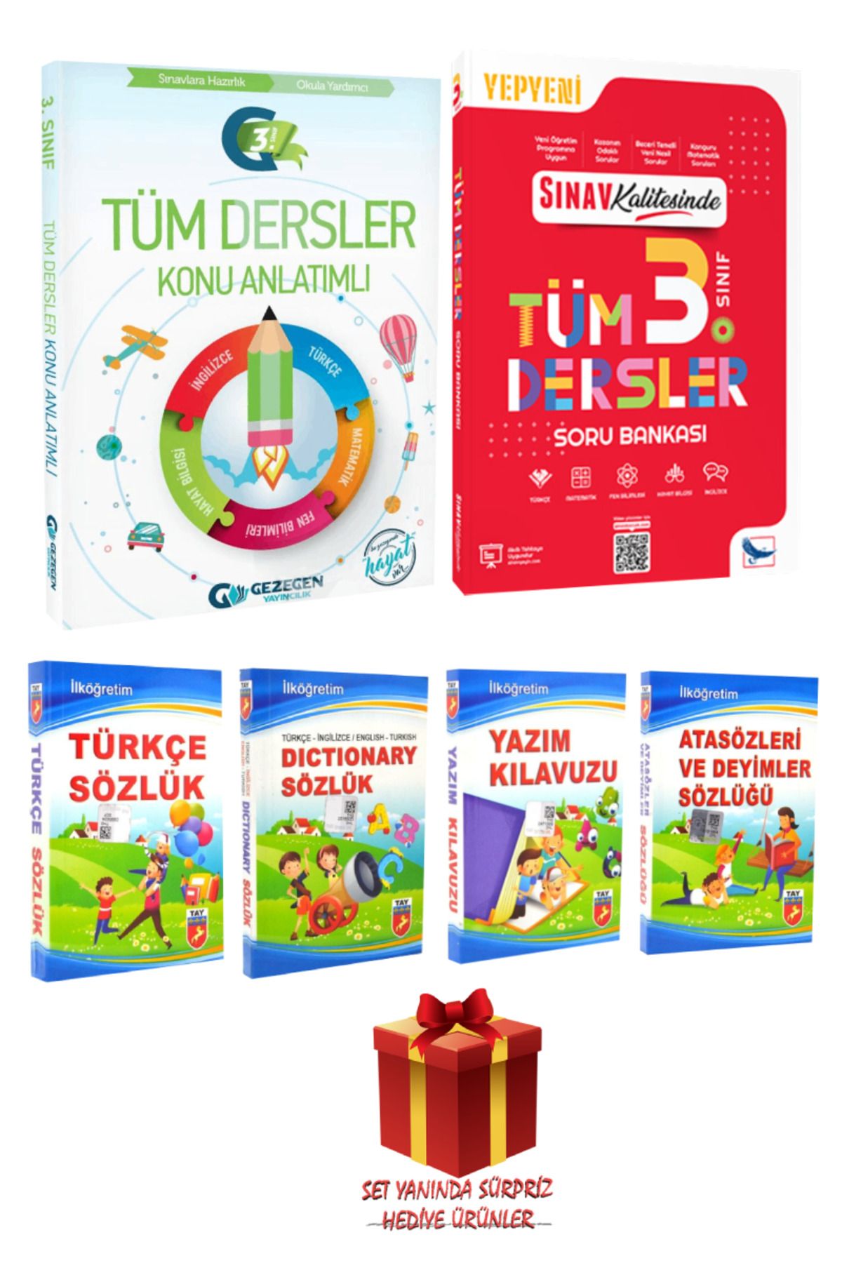 Gezegen Yayıncılık 3. Sınıf Konu Anlatımı+ Soru Bankası+ Türkçe İngilizce Sözlük+Atasözleri ve Deyimler+Yazım Kılavuzu