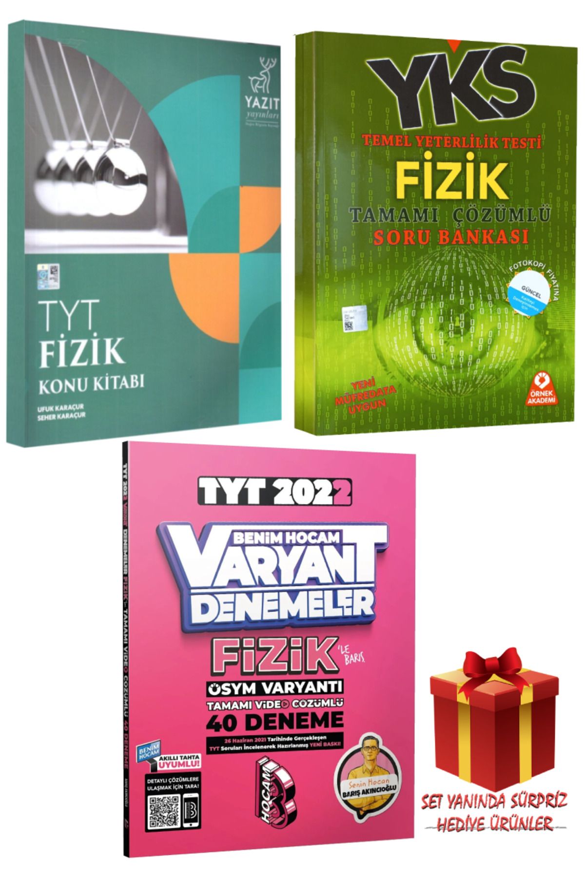 Yazıt Yayınları TYT Fizik Konu Kitabı + TYT Fizik Tamamı Çözümlü Soru Bankası + TYT Fizik 40 Deneme + Hediye