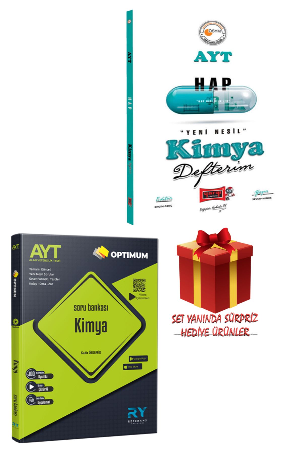 Yargı Yayınları AYT Hap Kimya Defterim+Referans Optimum AYT Kimya Soru Bankası+Hediye