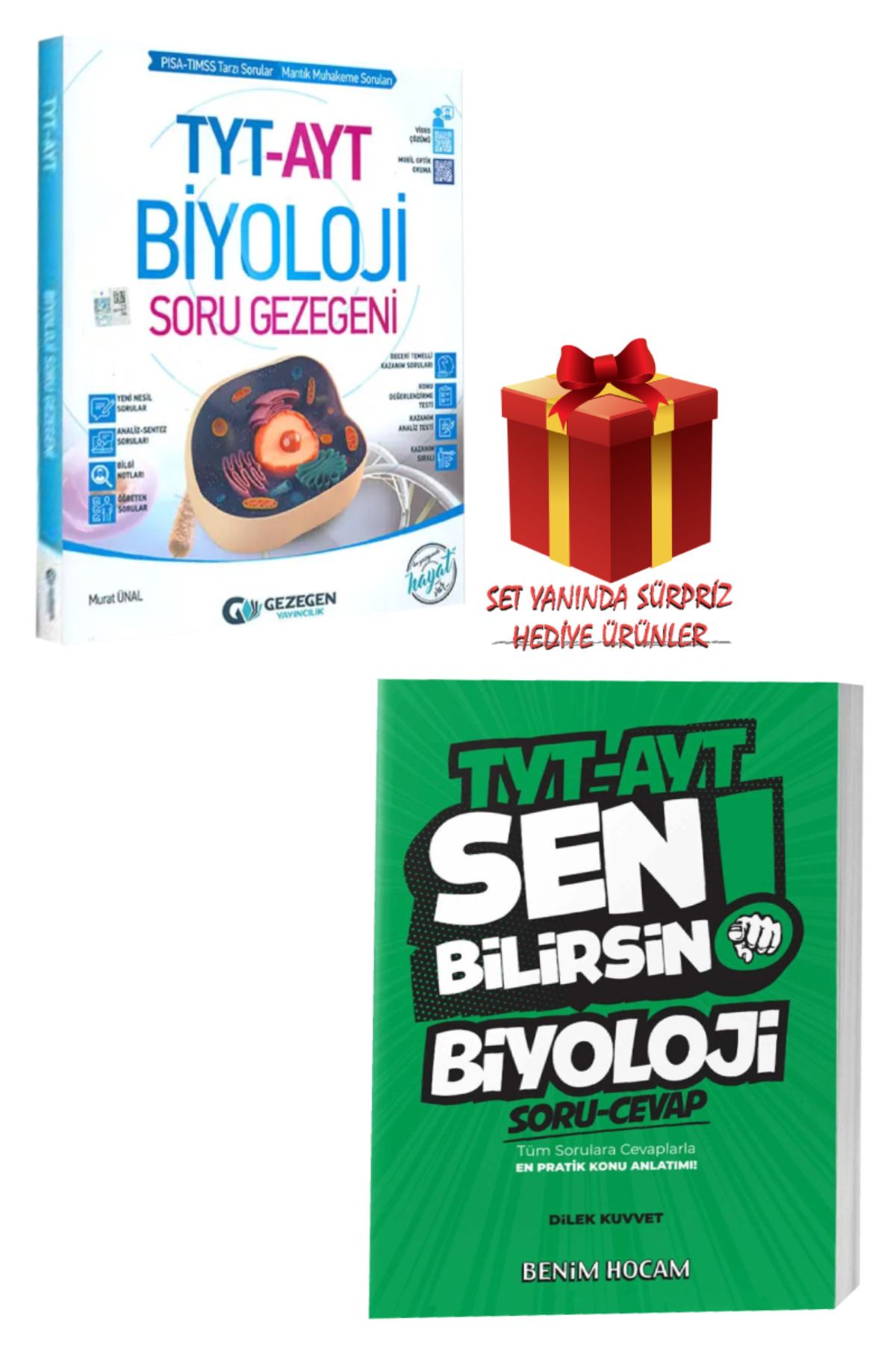 Gezegen Yayıncılık TYT-AYT Biyoloji Soru Gezegeni+Benim Hocam TYT-AYT Biyoloji Sen Bilirsin Soru-Cevap+Hediye