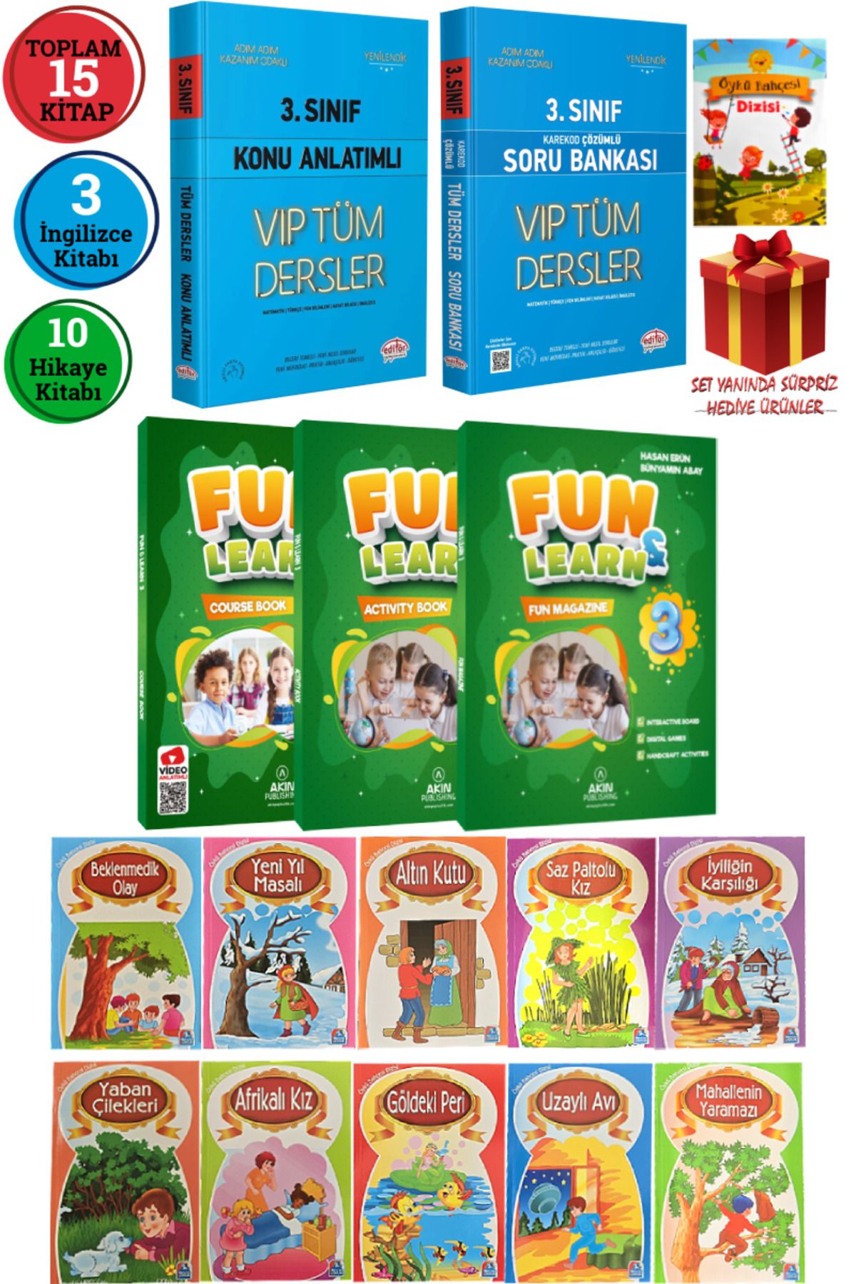 Editör Yayınevi 3. Sınıf Tüm Dersler Konu Anlatımı+Soru Bankası+ Fun Learn İngilizce Seti+Orman Ülkesi Hikaye Dizisi