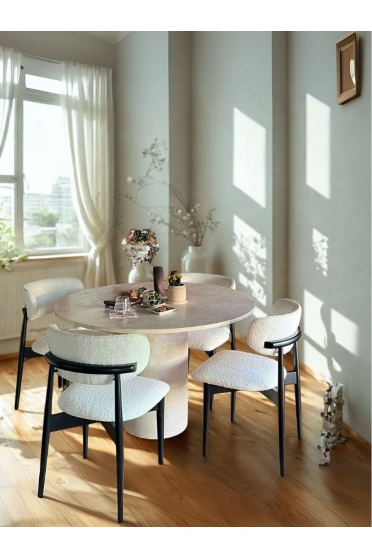Gazzini Furniture Lucca Yuvarlak Traverten Masa 100x100