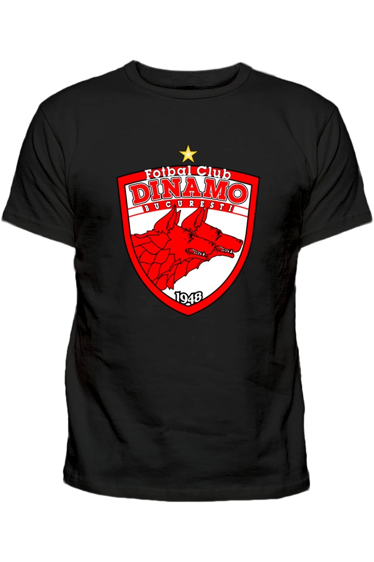 Efendioğlu Design Dinamo București 1948 kulüp büyük logo baskılı pamuklu tshirt