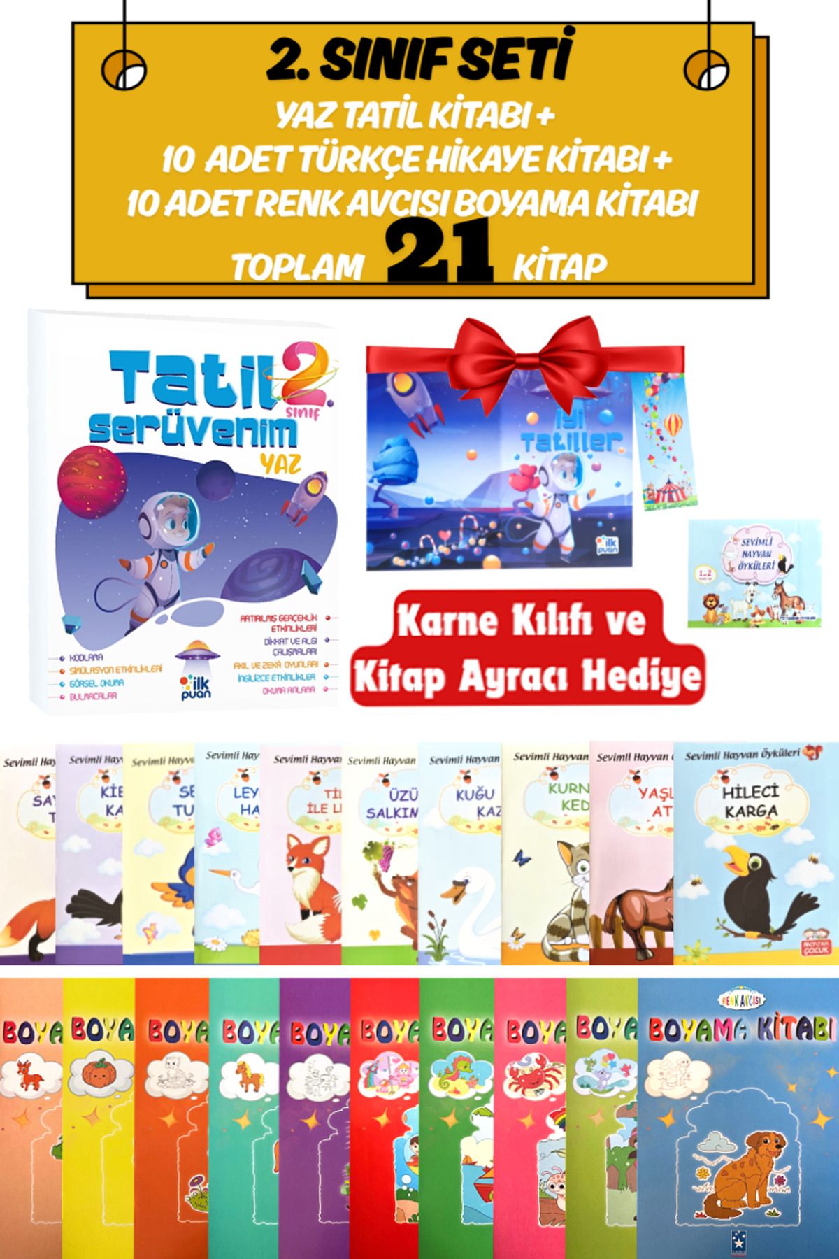 Altınpost Yayınları 2. Sınıf Yaz Tatil Kitabı+10 Adet Türkçe Hikaye Kitabı+10 Adet Boyama Kitabı+Hediye