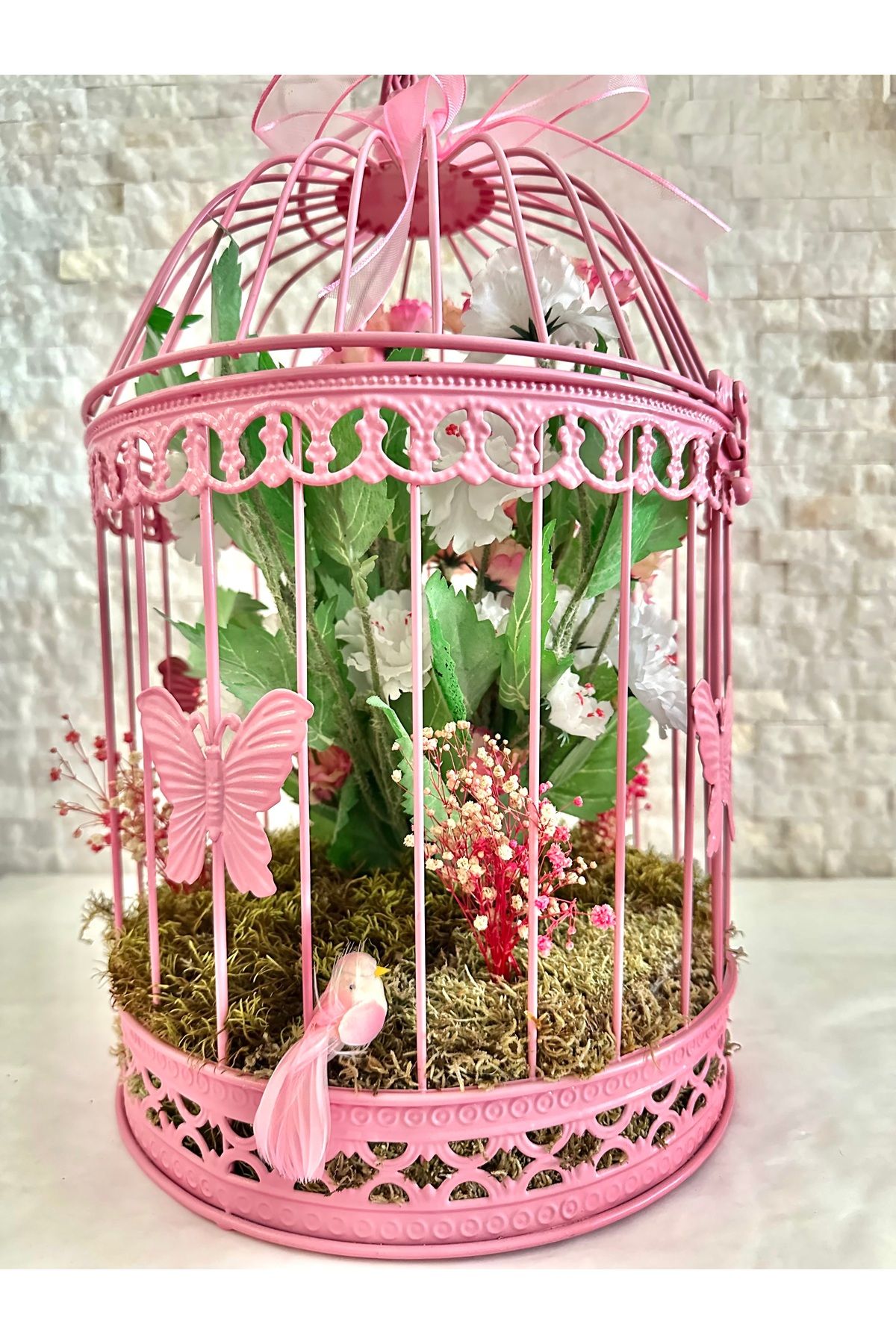 Luvi Handmade Dekoratif Kuş kafesi🌸💯Tasarım ürünü👨🏻‍🎨Yapay bitkili