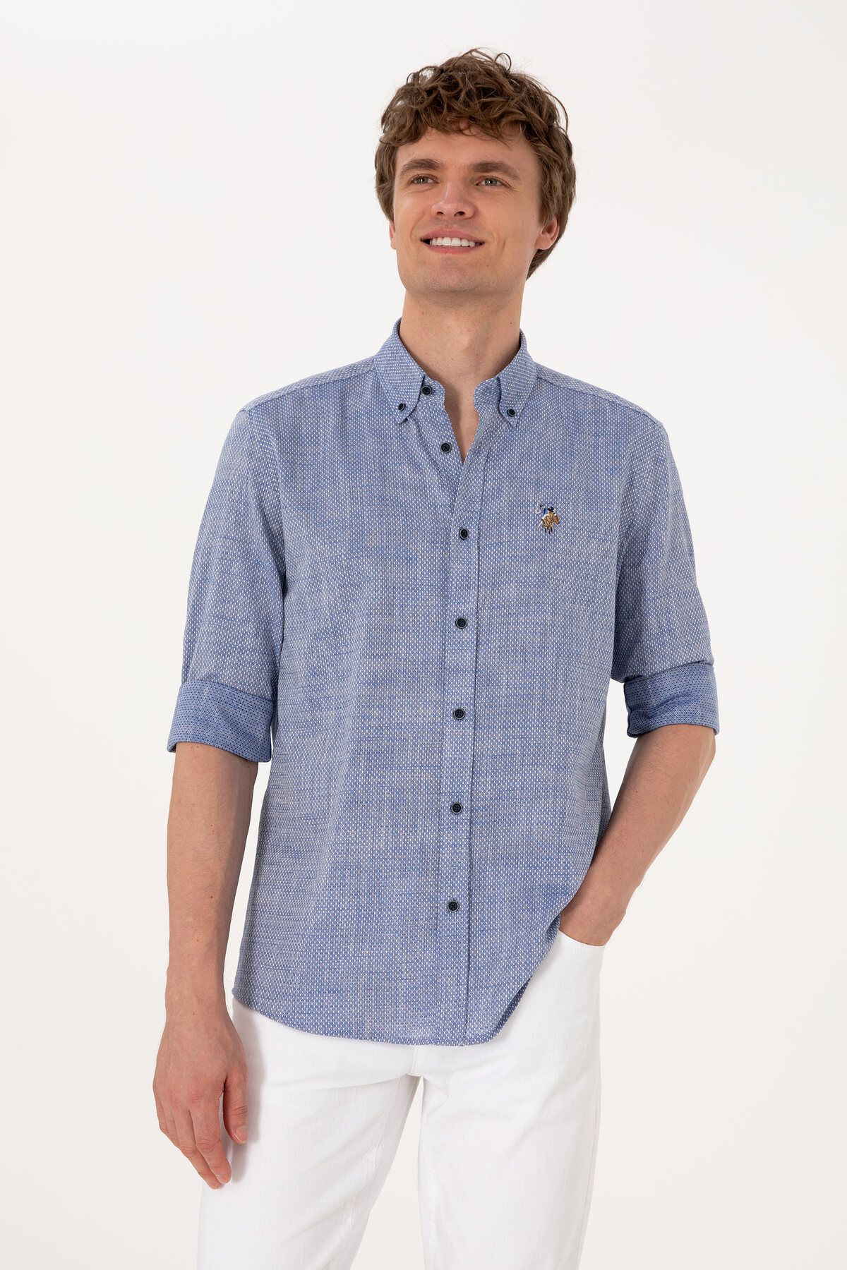 U.S. Polo Assn. Erkek Lacivert Uzun Kollu Gömlek 50300139-VR033