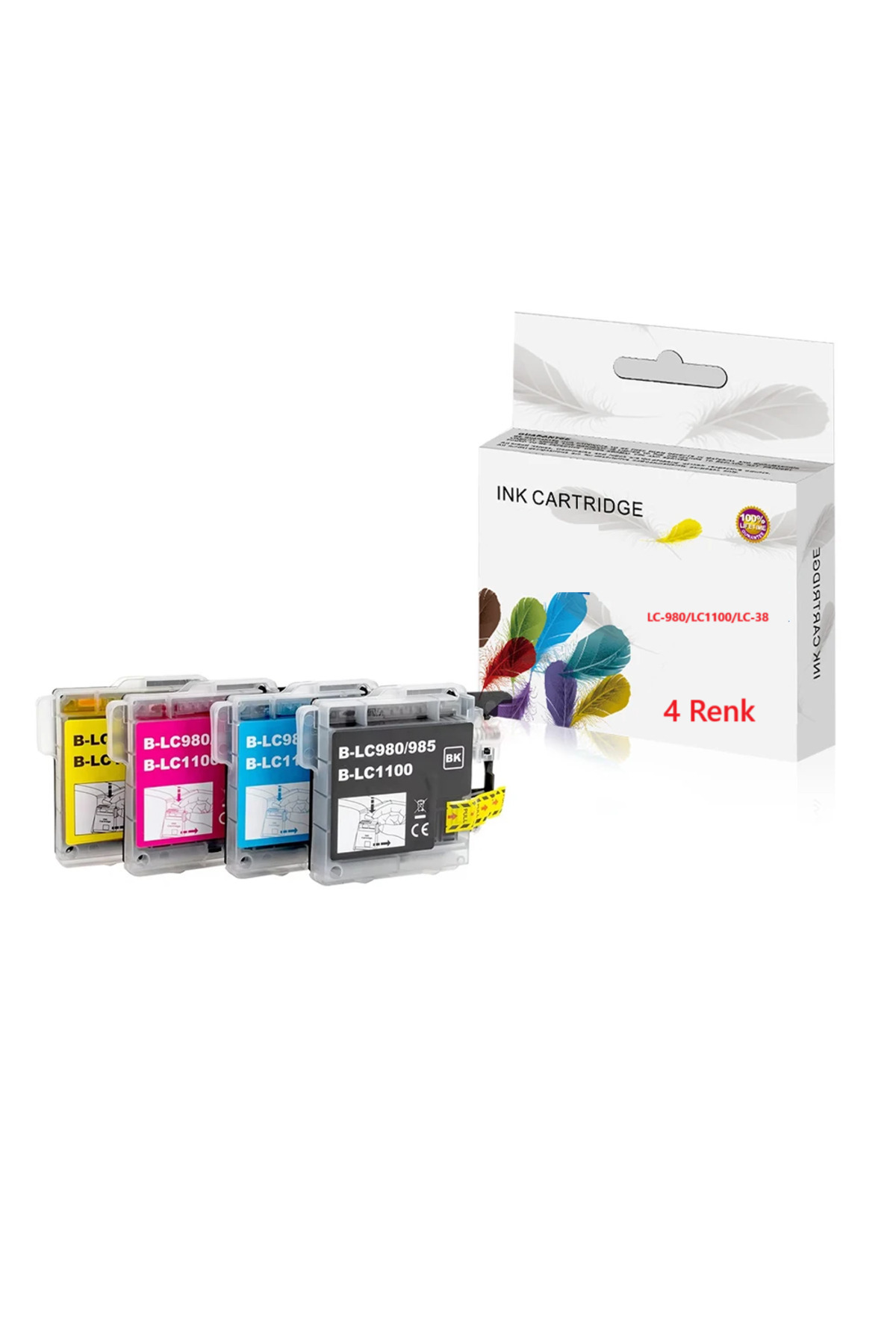 Brother LC38-LC67-LC980-LC1100 4 Renk Kartuş Seti / Brother MFC-250C/MFC-255CW Yazıcı Uyumlu