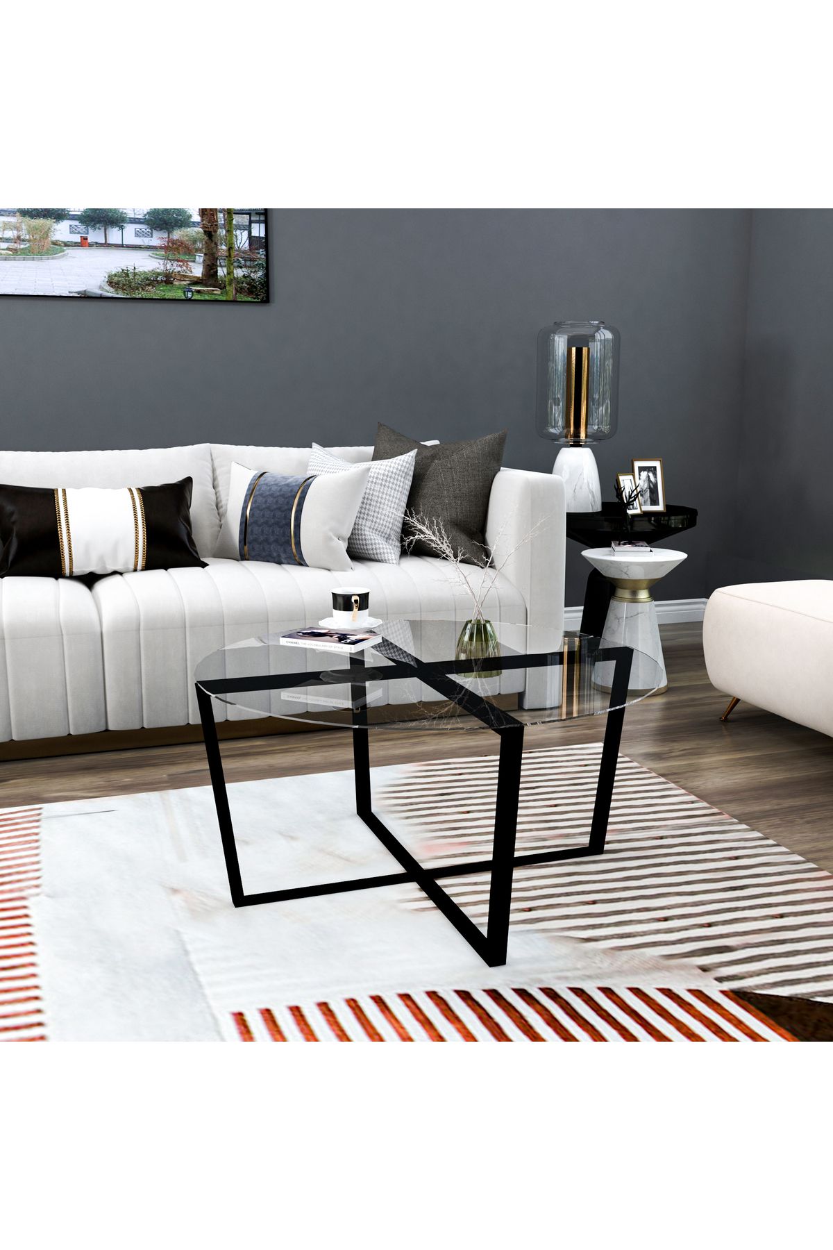 ARNETTİ Serenity Yuvarlak Cam Modern Lüx Orta Sehpa