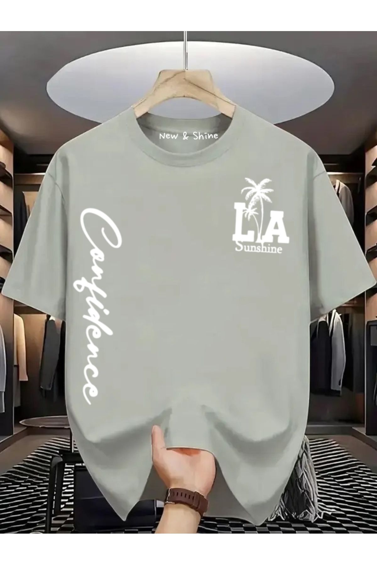 New Shine LA California Baskılı Büyük Beden Oversize T-Shirt