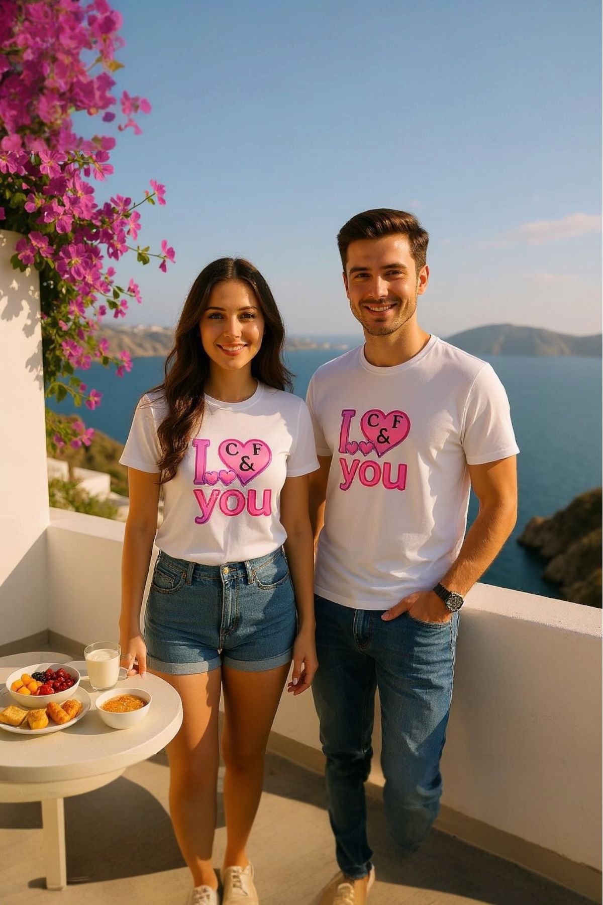 Gzl55 Kişiye özel tişört sevgili kombini 2 li set