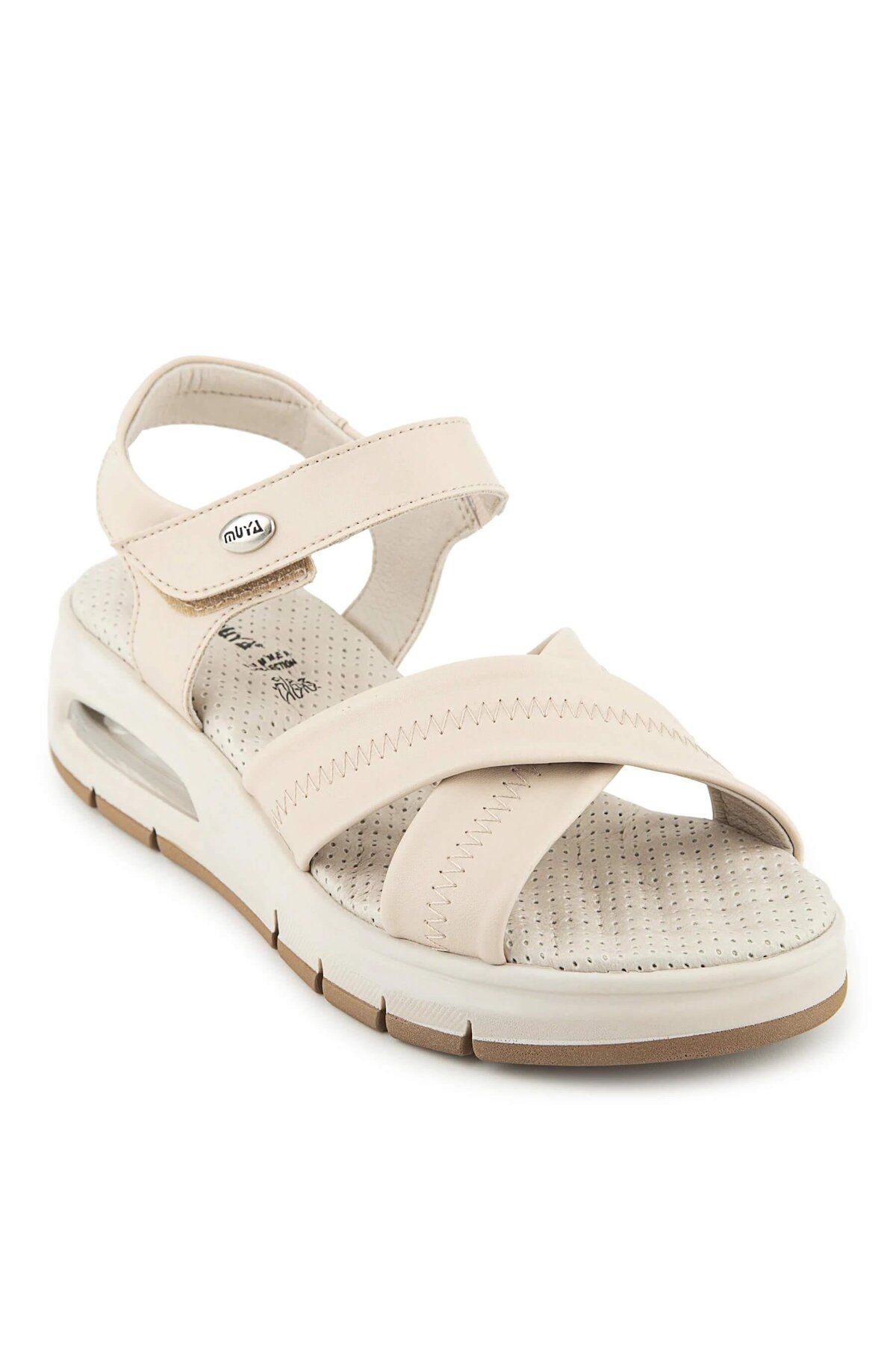 Muya Plivati Airmax Topuk Dik. Memory Foam Kadın Sandalet Krem