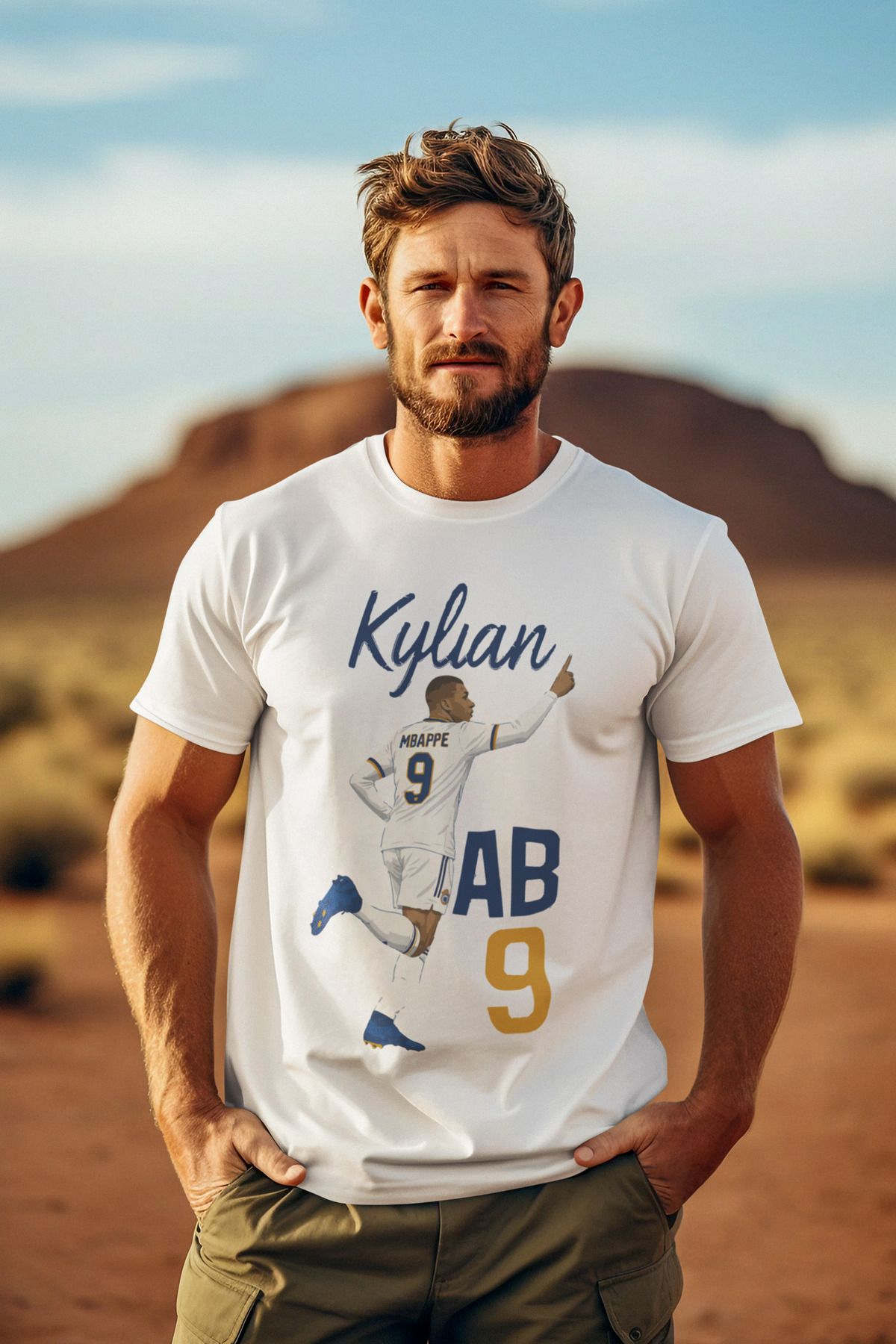 Biy Store Kylian Mbappe karikatür futbol forma baskılı unisex kısa kollu erkek tişört kadın t-shirt
