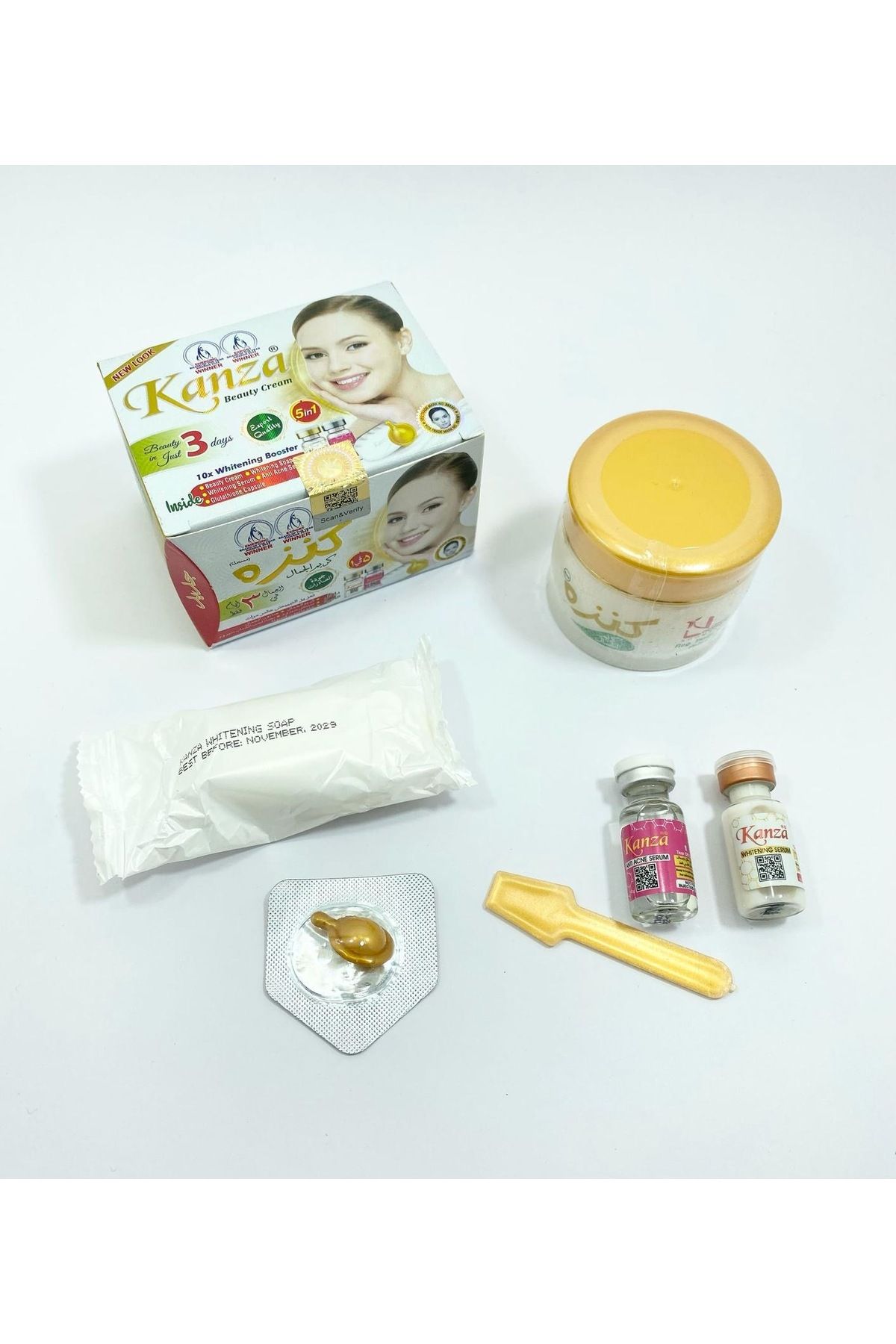 LUUA Kanza 5’li Cilt Bakım Seti – Güzellik Kremi + Serum + Sabun + Kapsül + Spatula