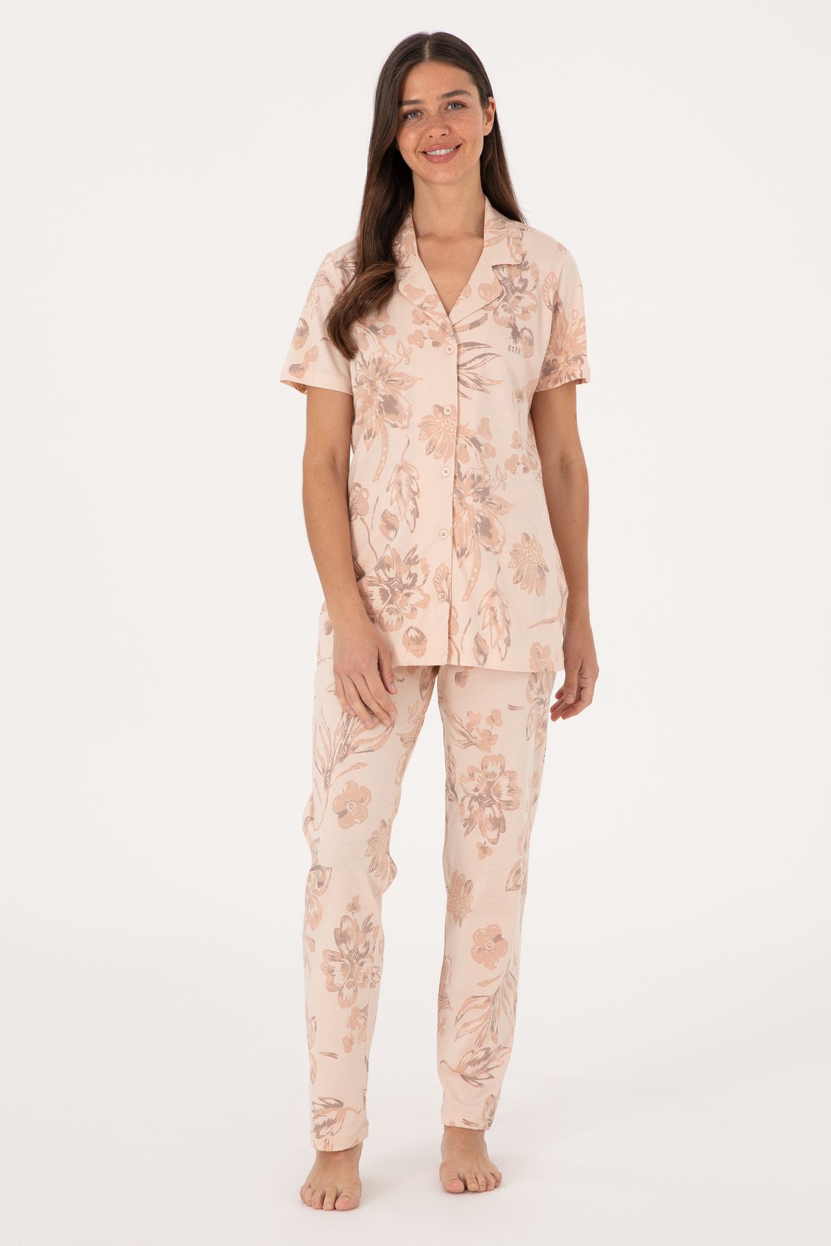 U.S. Polo Assn. Kadın Bej Pijama Takımı 50312912-VR011