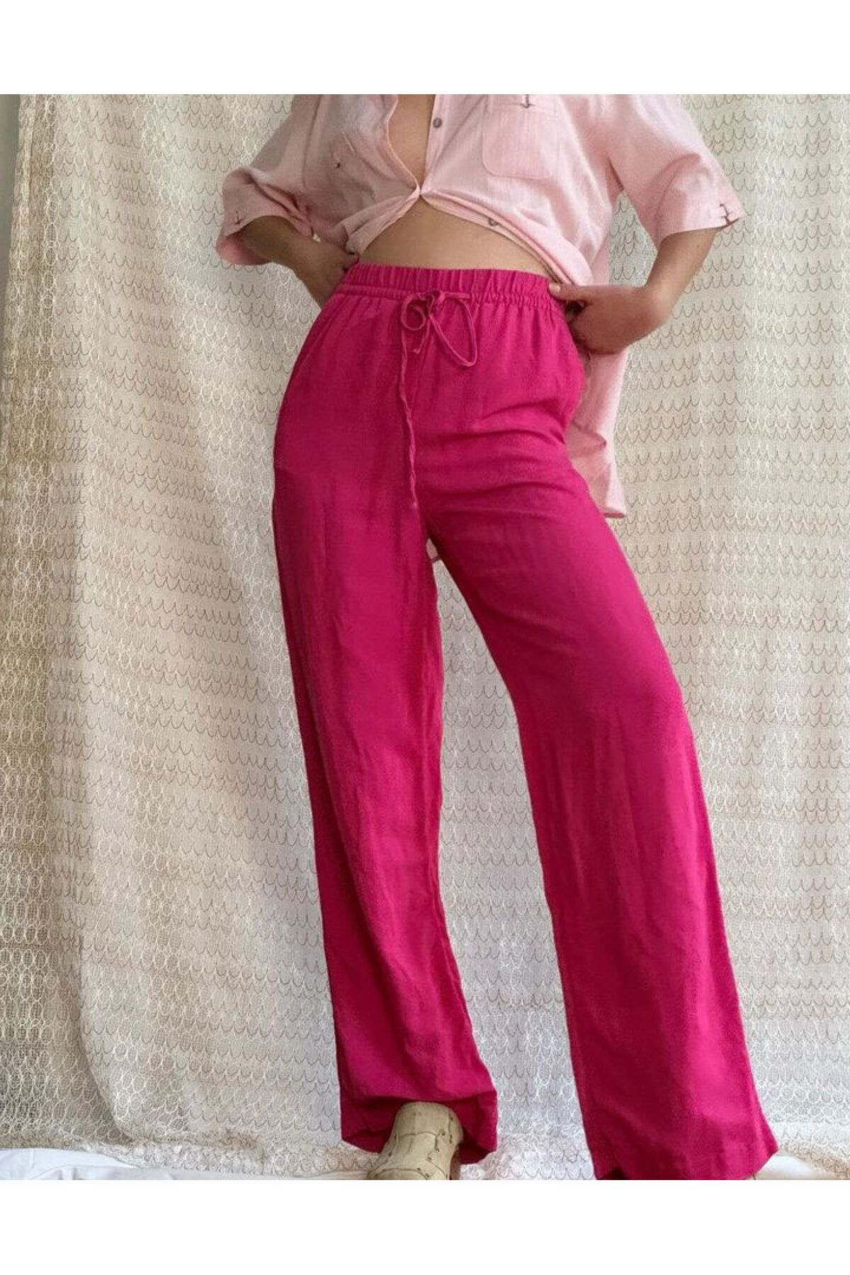 WEARTEX Keten Karışımlı Bol Kesim Pantolon