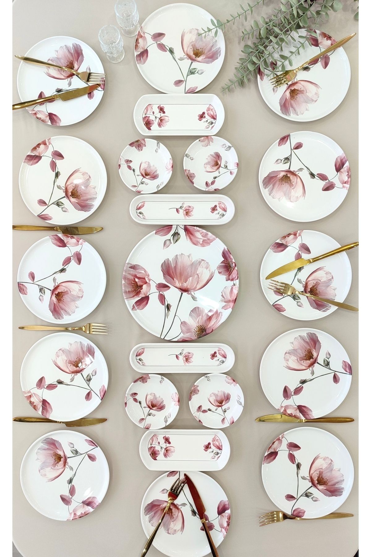 Borser Charming Rose 12 Kişilik 21 Parça Kahvaltı Takımı Kahvaltı Seti