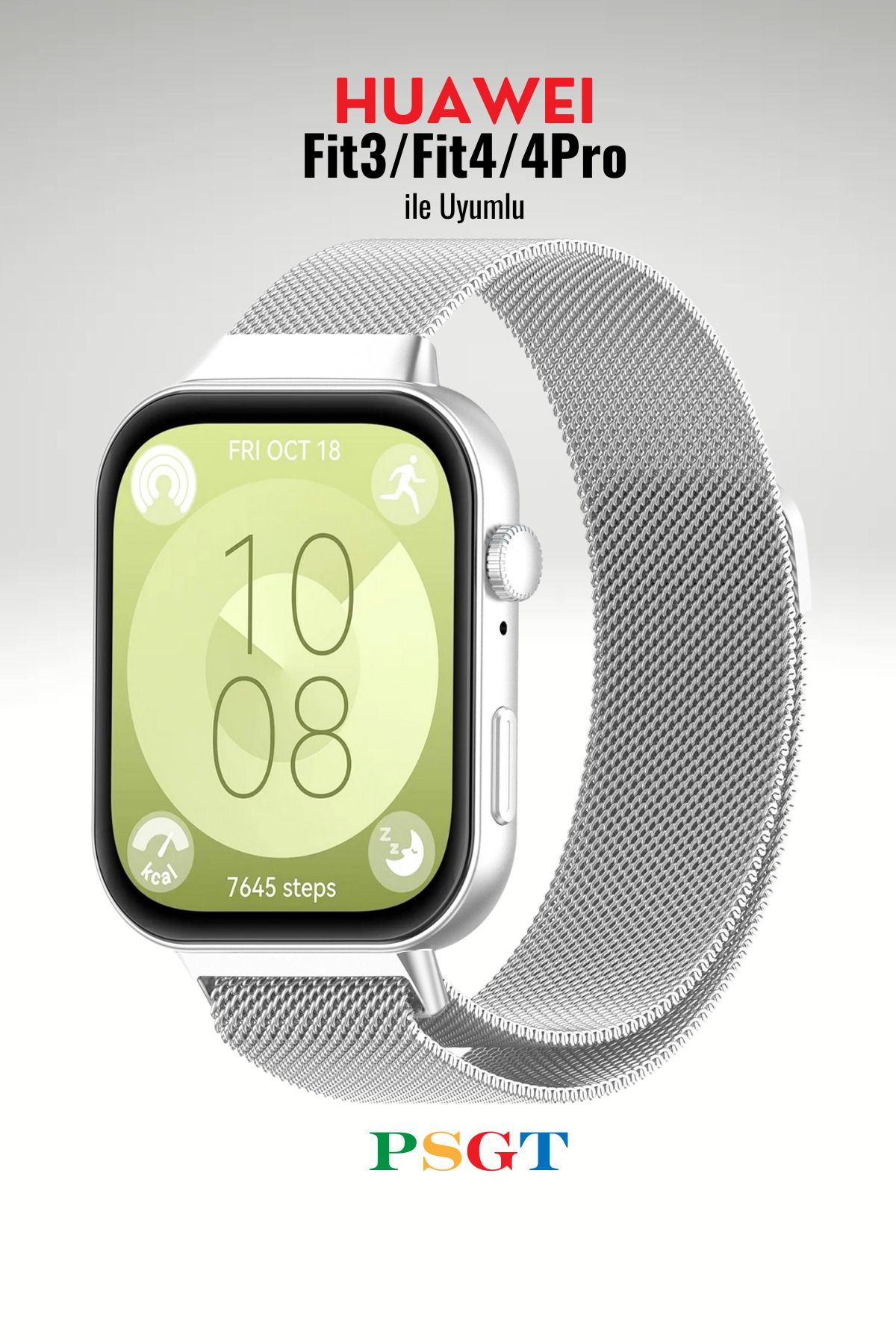 PSGT Huawei Watch Fit 3 / Fit 4 / Fit 4 Pro ile Uyumlu Kordon Hasır Örgü Metal Mıknatıslı Kayış