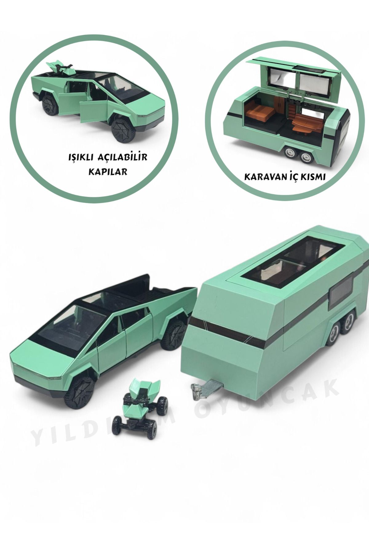 YILDIRIM OYUNCAK Sesli Işıklı Çek Bırak Model Karavan Açılabilir Kapılar Full Fonksiyon Metal Kasa 35 cm Karavan