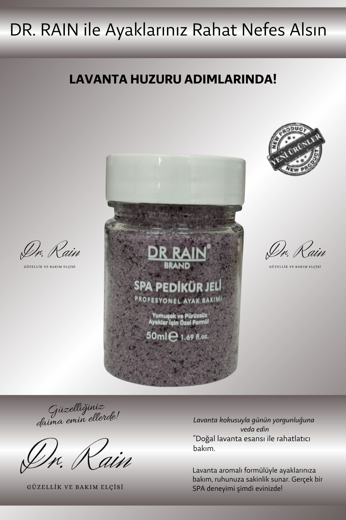 DR.RAİN Dr. Rain Lavanta Aromalı Spa Pedikür Jeli Sakinleştirici Etkili Ayak Bakımı & Derin Nemlendirme
