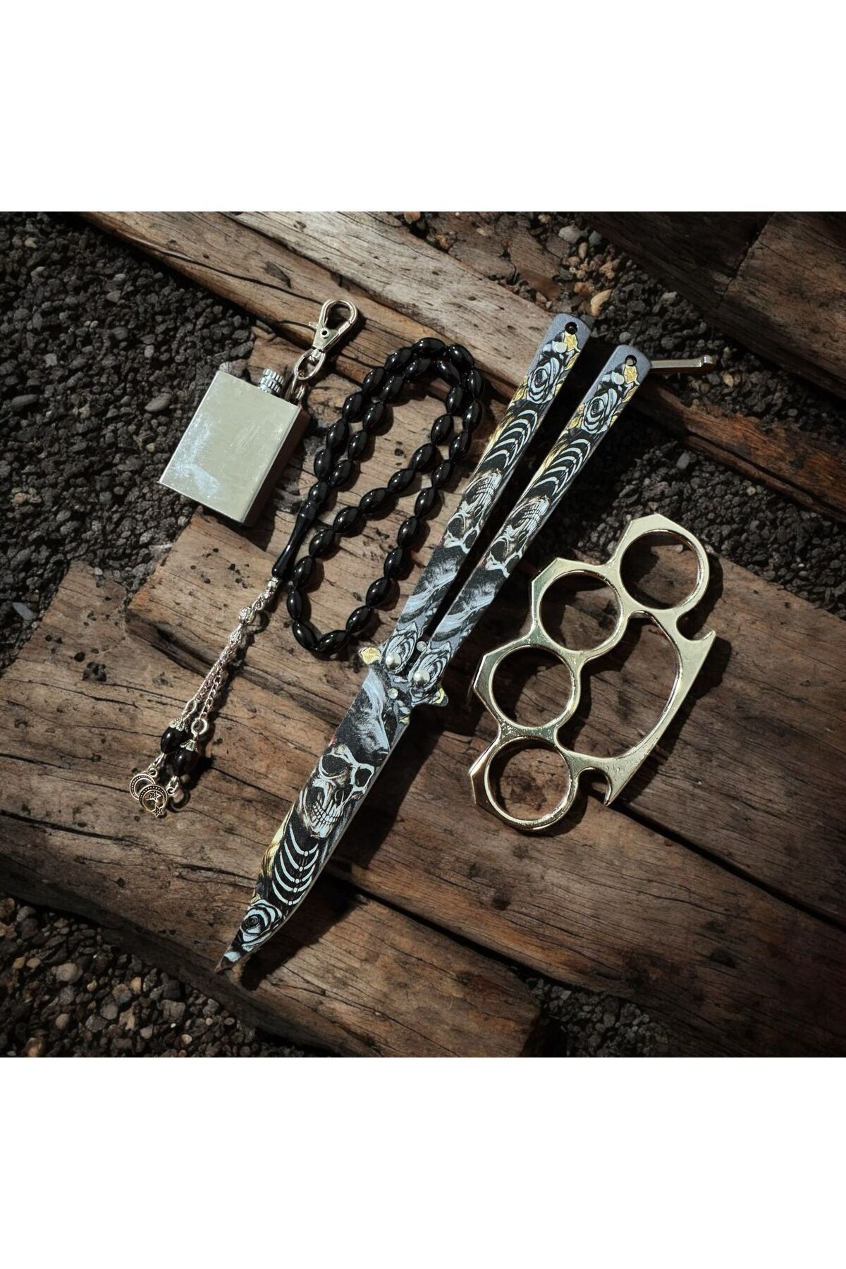 Retro Steampunk KURUKAFA DESENLİ K3L3B3K ÇAKI
