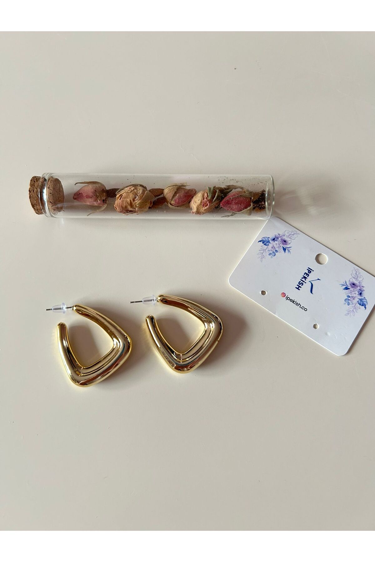 Cheecky Chic İpekish | Gold Renk, Geometrik, Paslanmaz Çelik, Halka Küpe