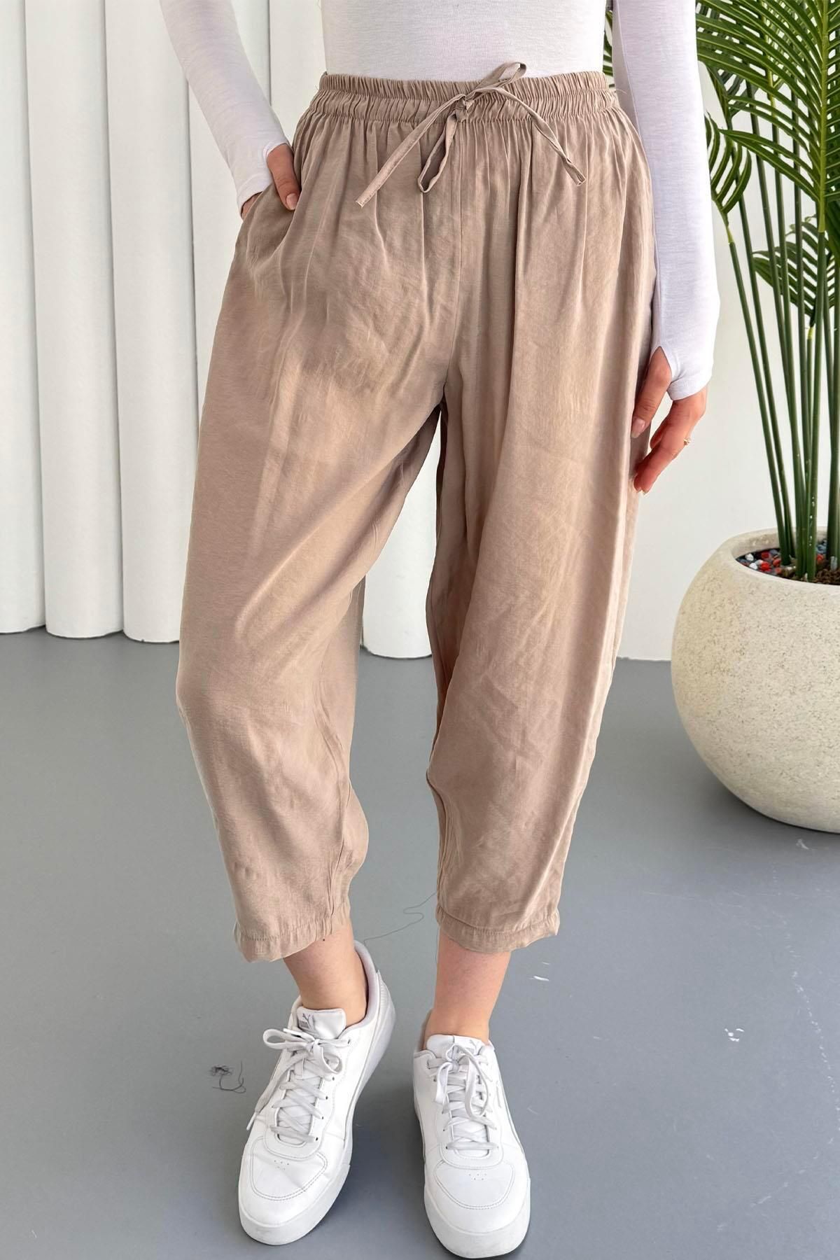 Modaensarbutik Modal Şalvar Pantolon-TAŞ