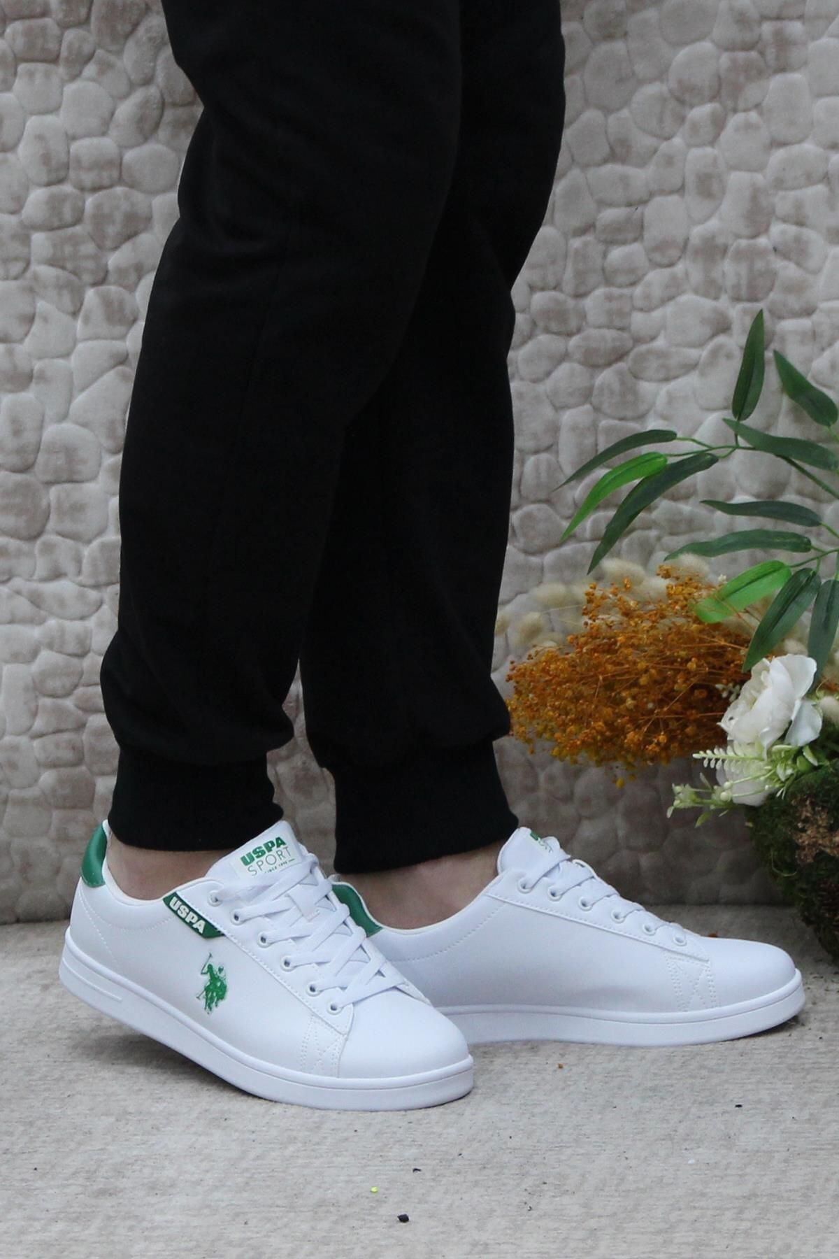 U.S. Polo Assn. Comfort Taban Bağcıklı Günlük Spor Ayakkabı Beyaz Yeşil