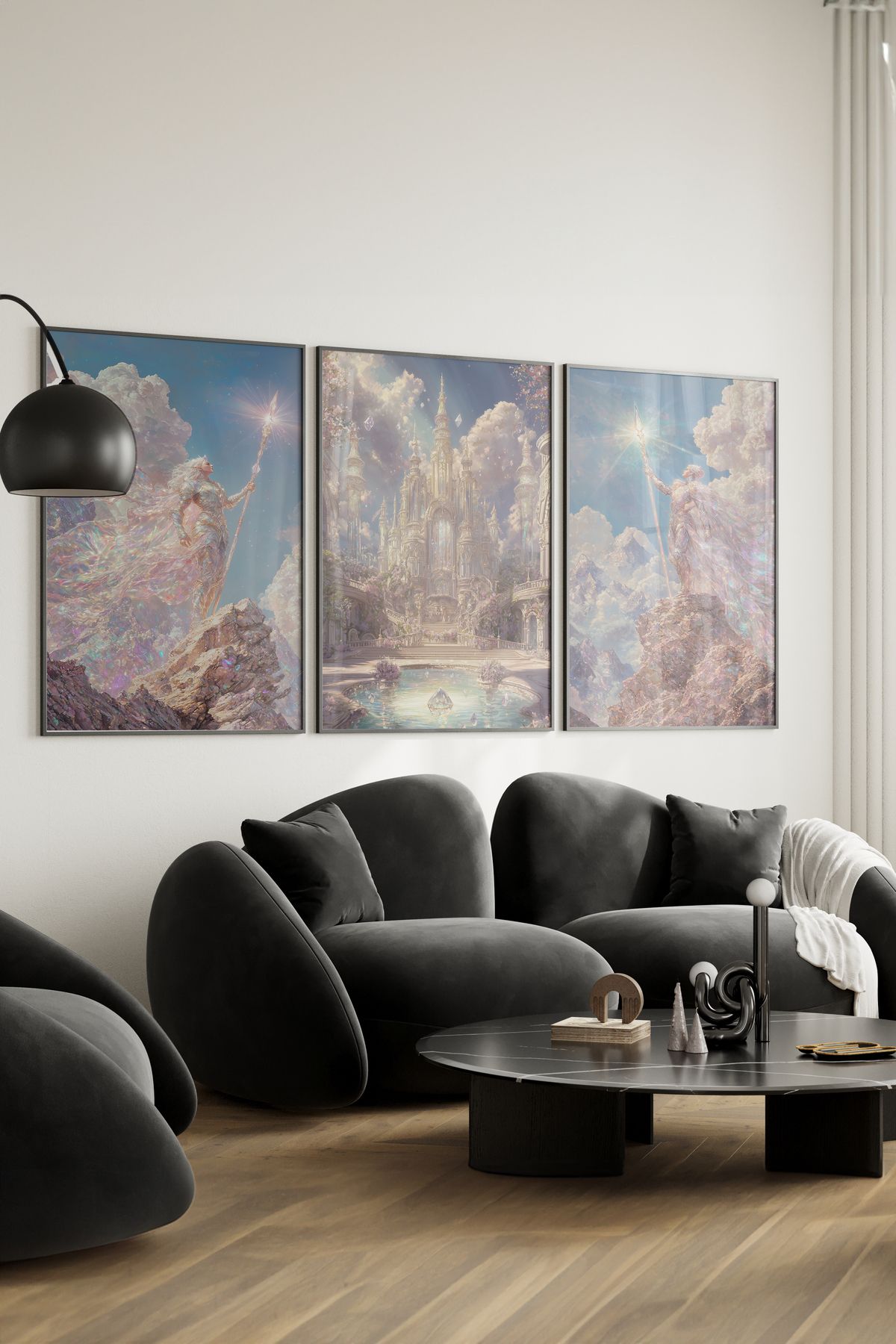 Home 3'lü fütüristik Kristal Gezegen Savaşçıları, Genç Odası Dekoru, Parlak Çerçeevesiz Poster 3'lü set