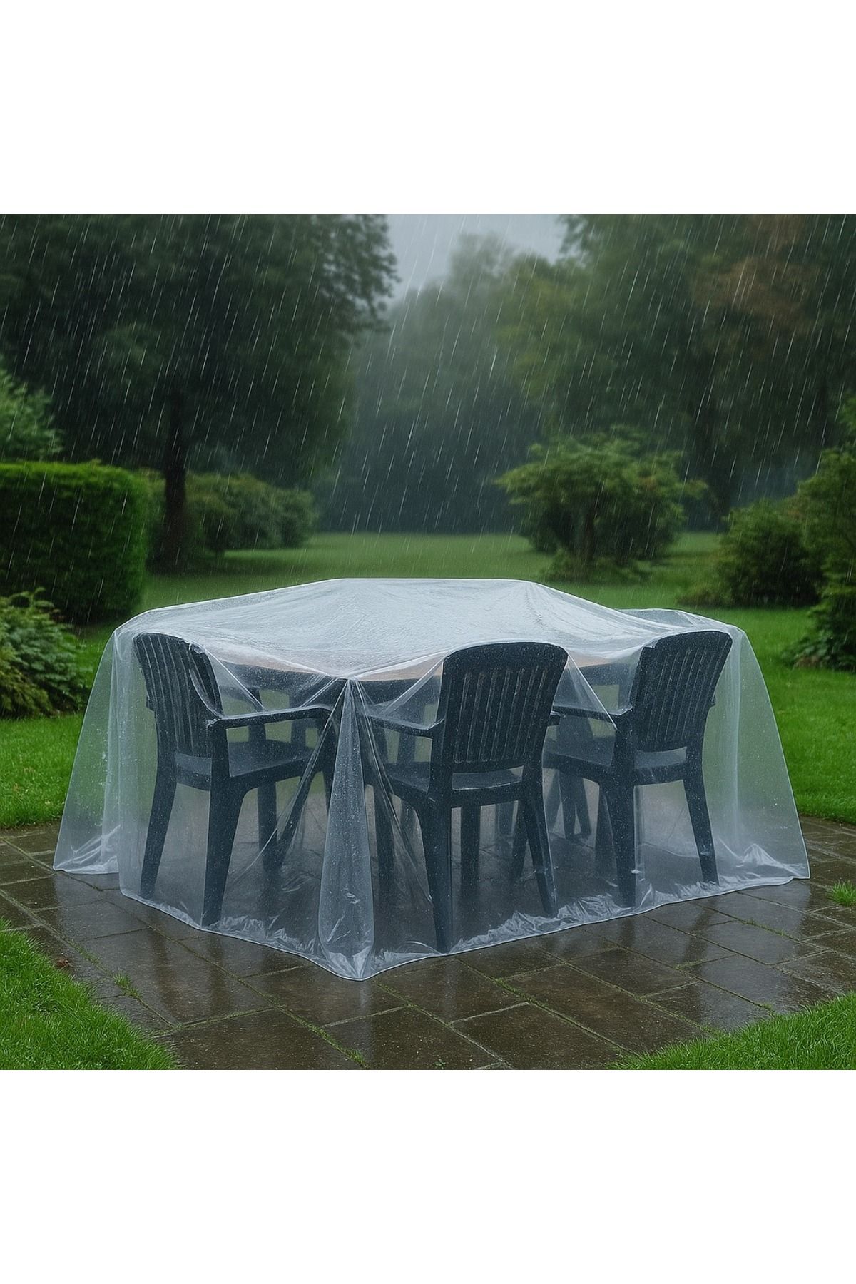 Dekals Naylon Bahçe Mobilya Koruma Örtüsü, Masa Takımı Naylonu Su Geçirmez 240x165 cm