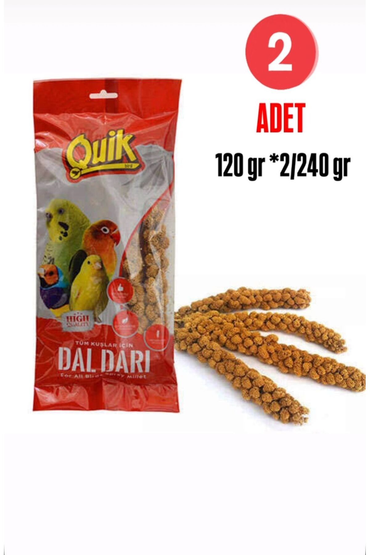 Quik TOM&JERRYPETSHOP- Tüm Kuşlar Için Doğal Dal Darı 120 gr X 2 Adet 240 gr