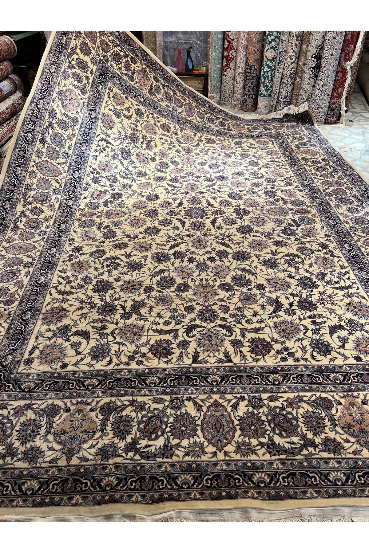RD RAMAZAN DAĞ EL HALI SANATI El Dokuma Çin İsfahan Halısıdır Birinci Sınıf Kalite Yün Dokuma Ebat 386x280