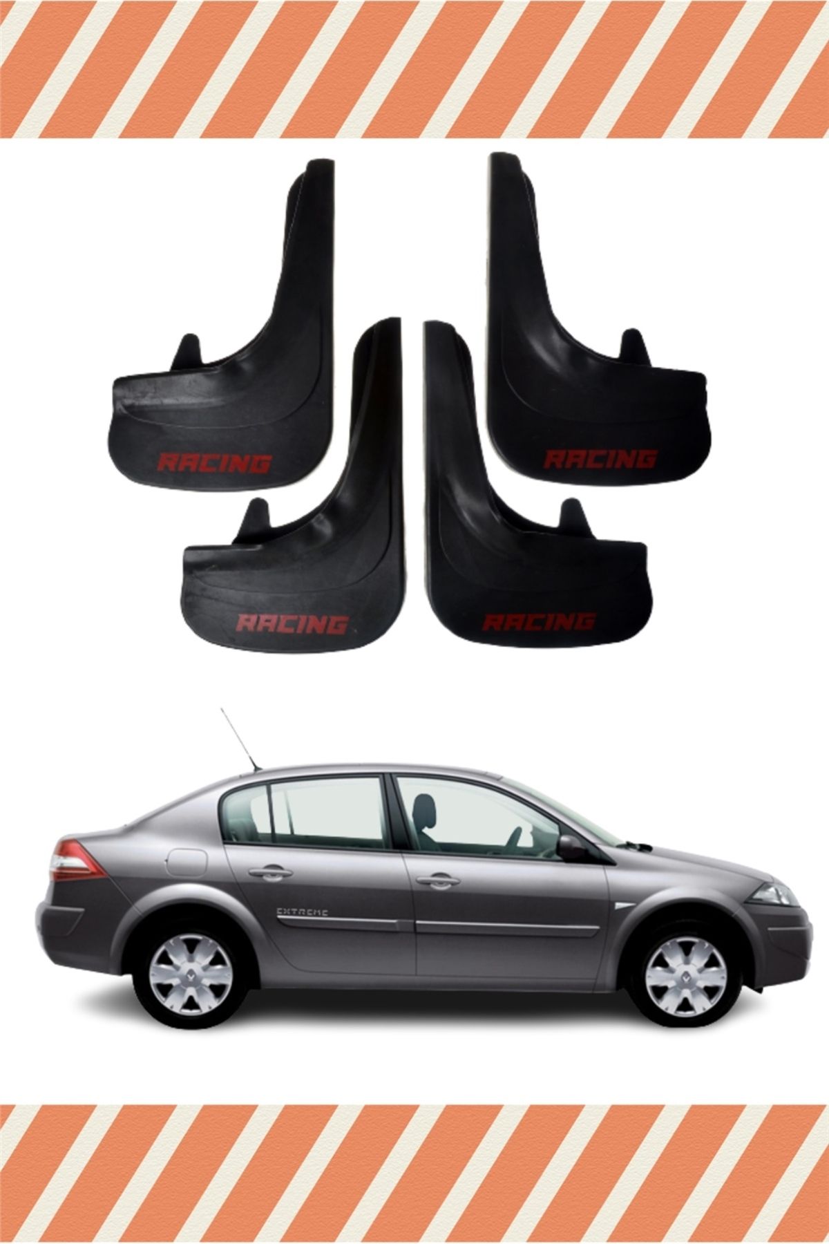 ALPAX OTOMOTİV Renault Megane 2 Sd 2004-2010 Racing Yazılı 4'lü Tozluk Çamurluk Paçalık